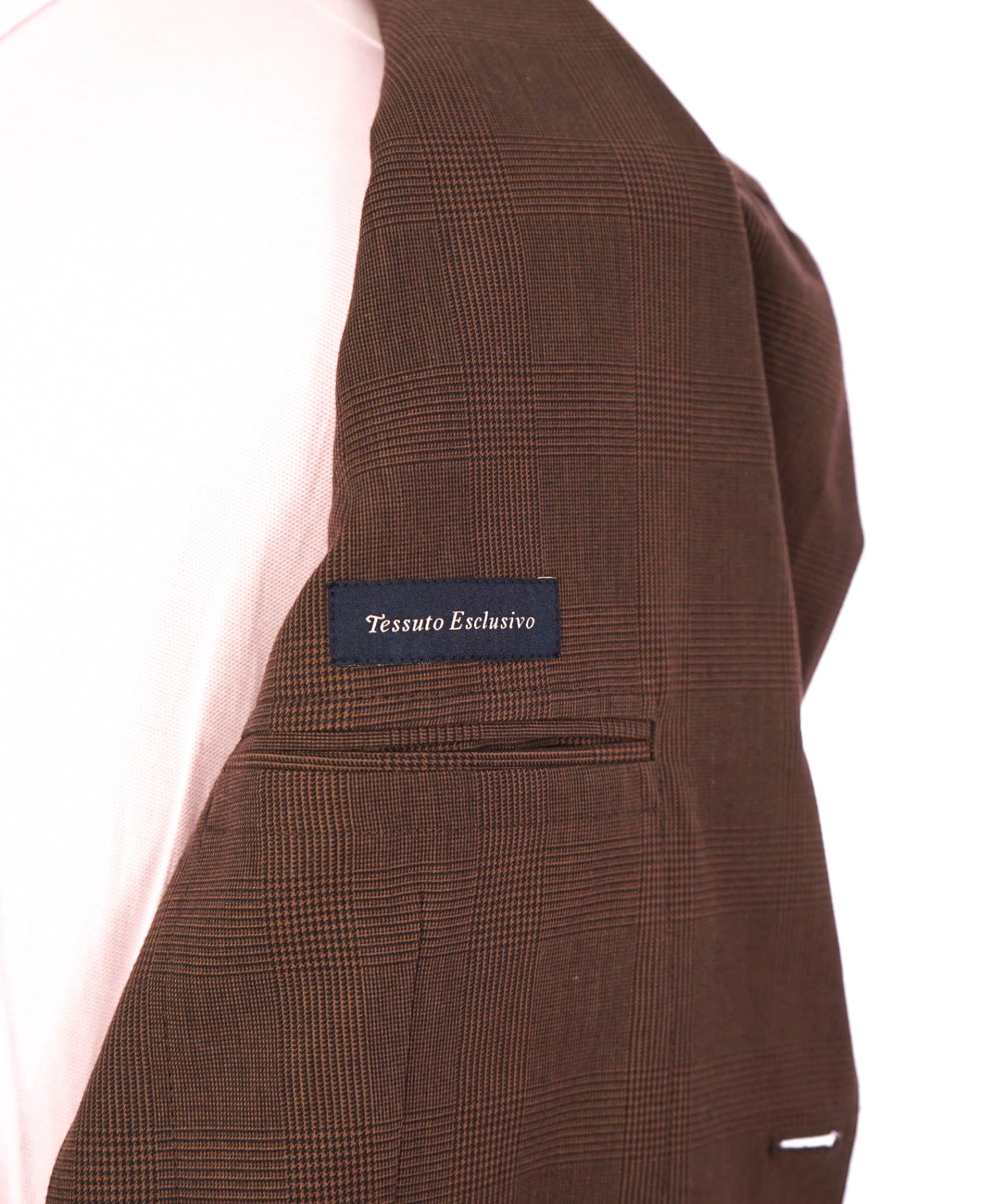 $2,250 Lardini Wool/Cotton Blend Check Brown Unlined Suit 40R