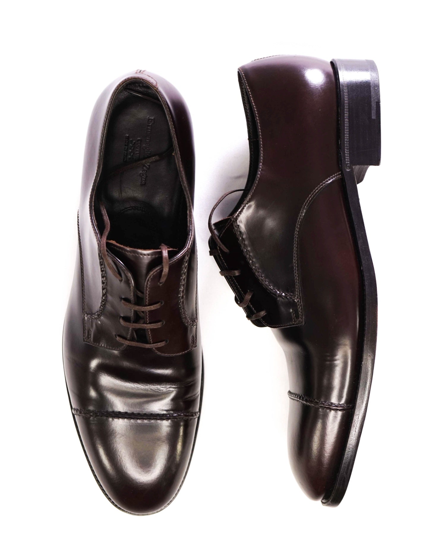 $990 Ermenegildo Zegna Solid Brown Derbies Leather US 11.5 UK 10.5