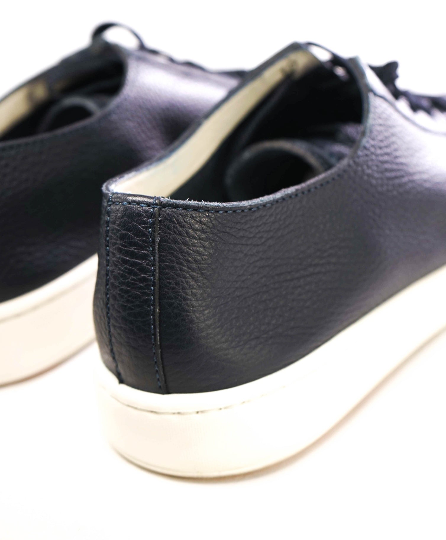 $700 Santoni Solid Navy Sneakers Leather Footwear 11US (10UK)