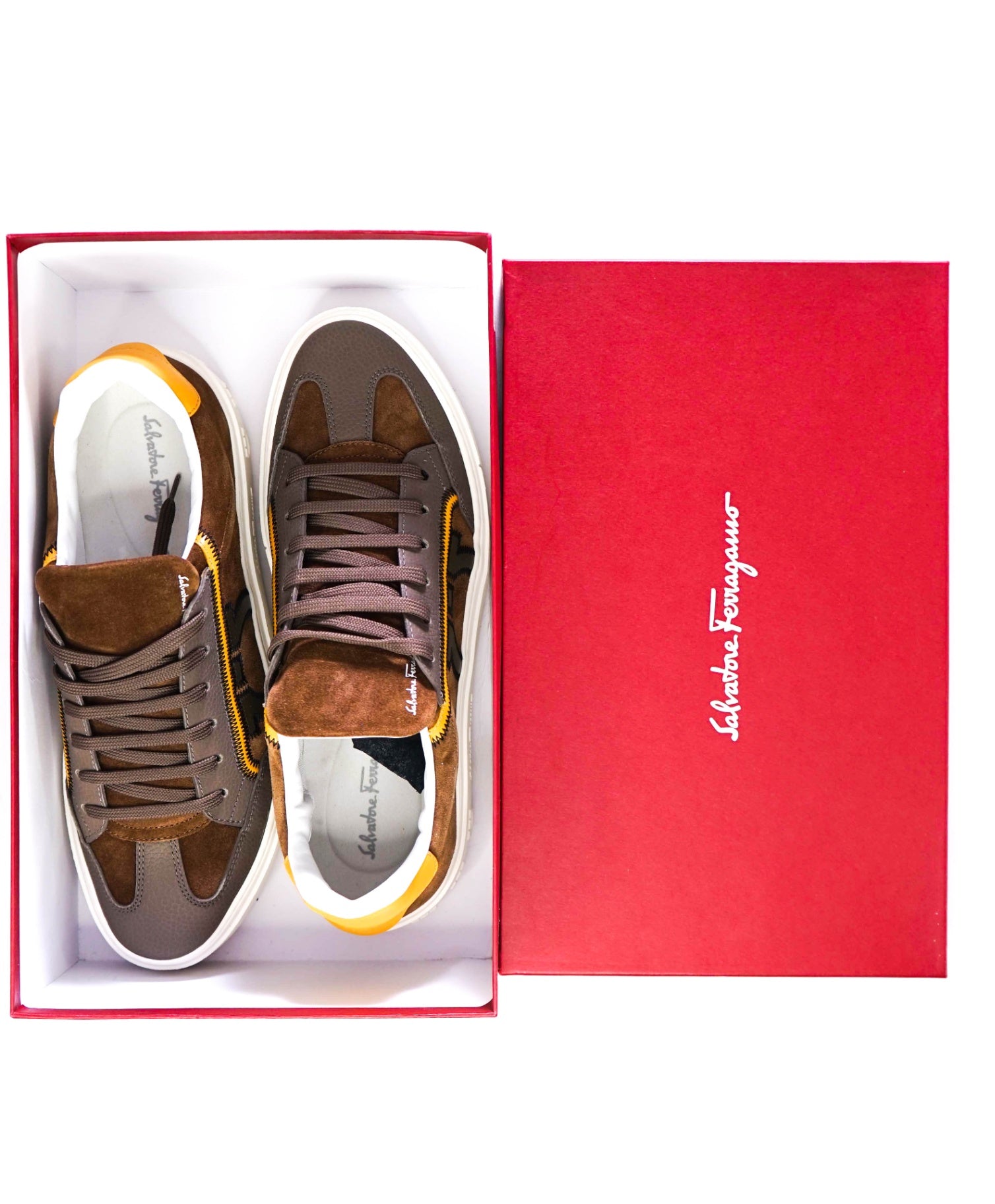 $795 SALVATORE FERRAGAMO - *BORG 5* Brown Gancini Sneaker - 9.5 M US