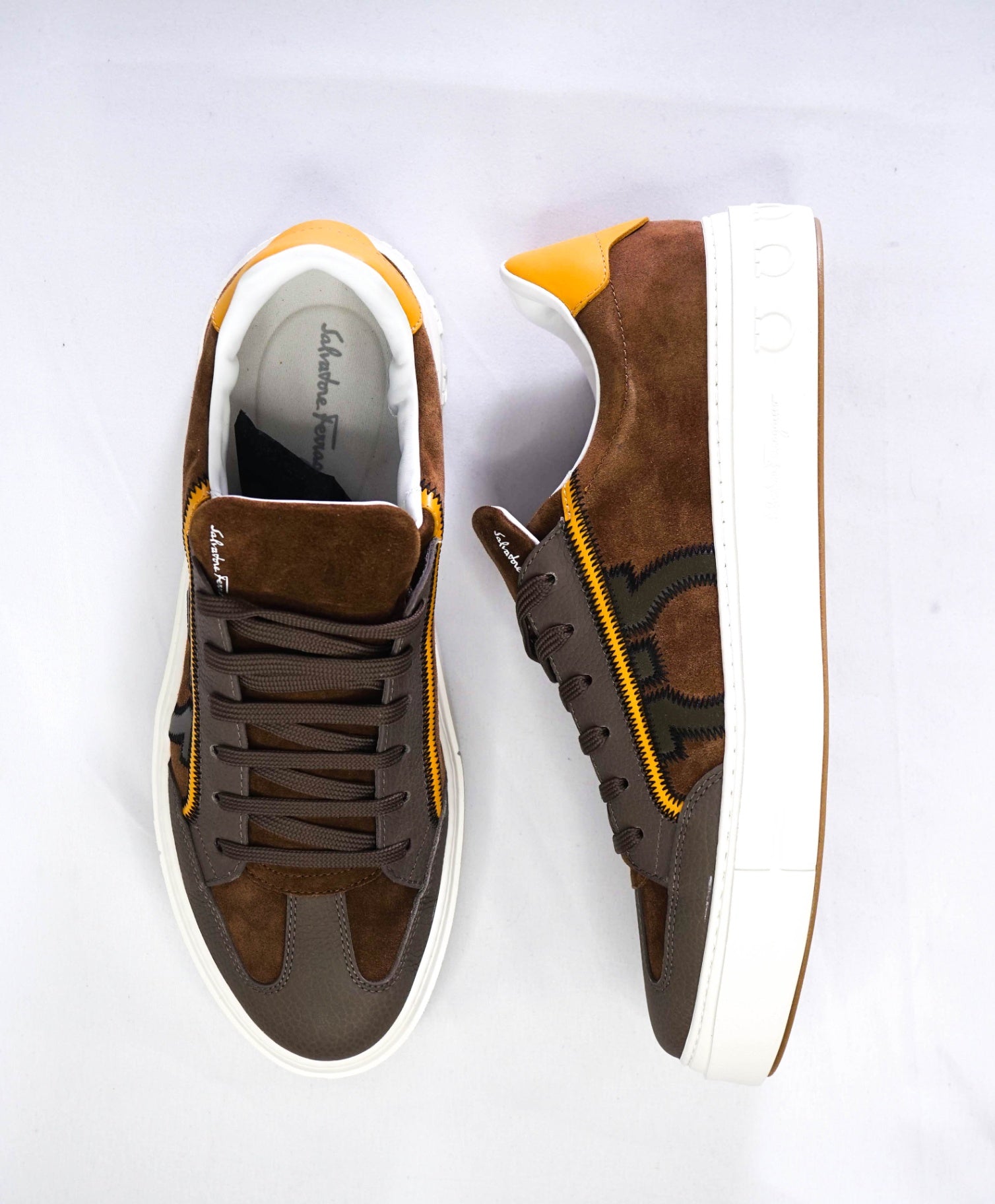 $795 SALVATORE FERRAGAMO - *BORG 5* Brown Gancini Sneaker - 9.5 M US