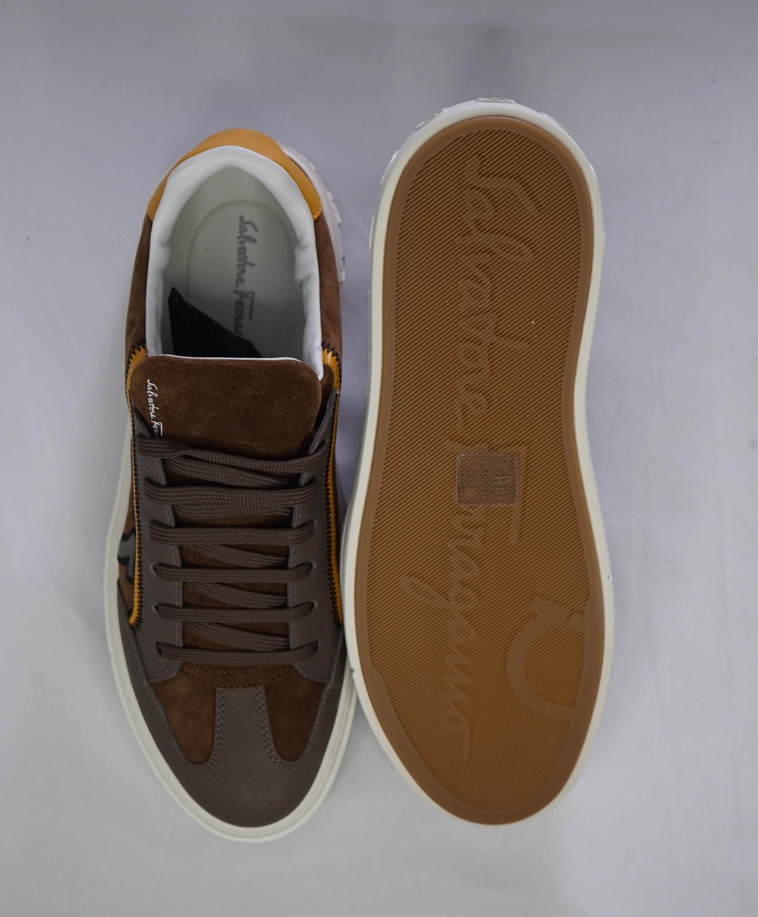 $795 SALVATORE FERRAGAMO - *BORG 5* Brown Gancini Sneaker - 9.5 M US