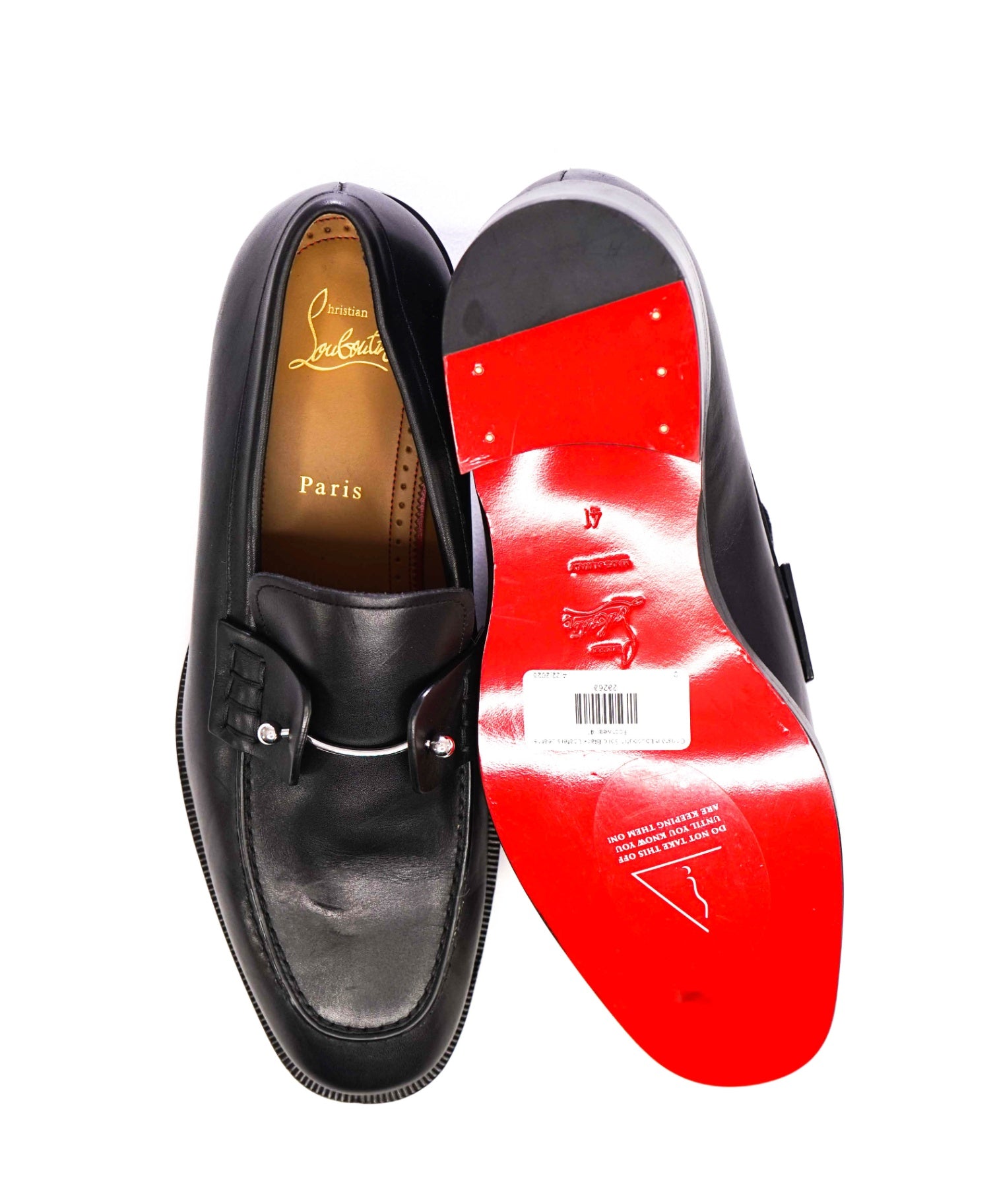$1,095 Christain Louboutin Solid Black Loafers Leather 8US (41 EU)