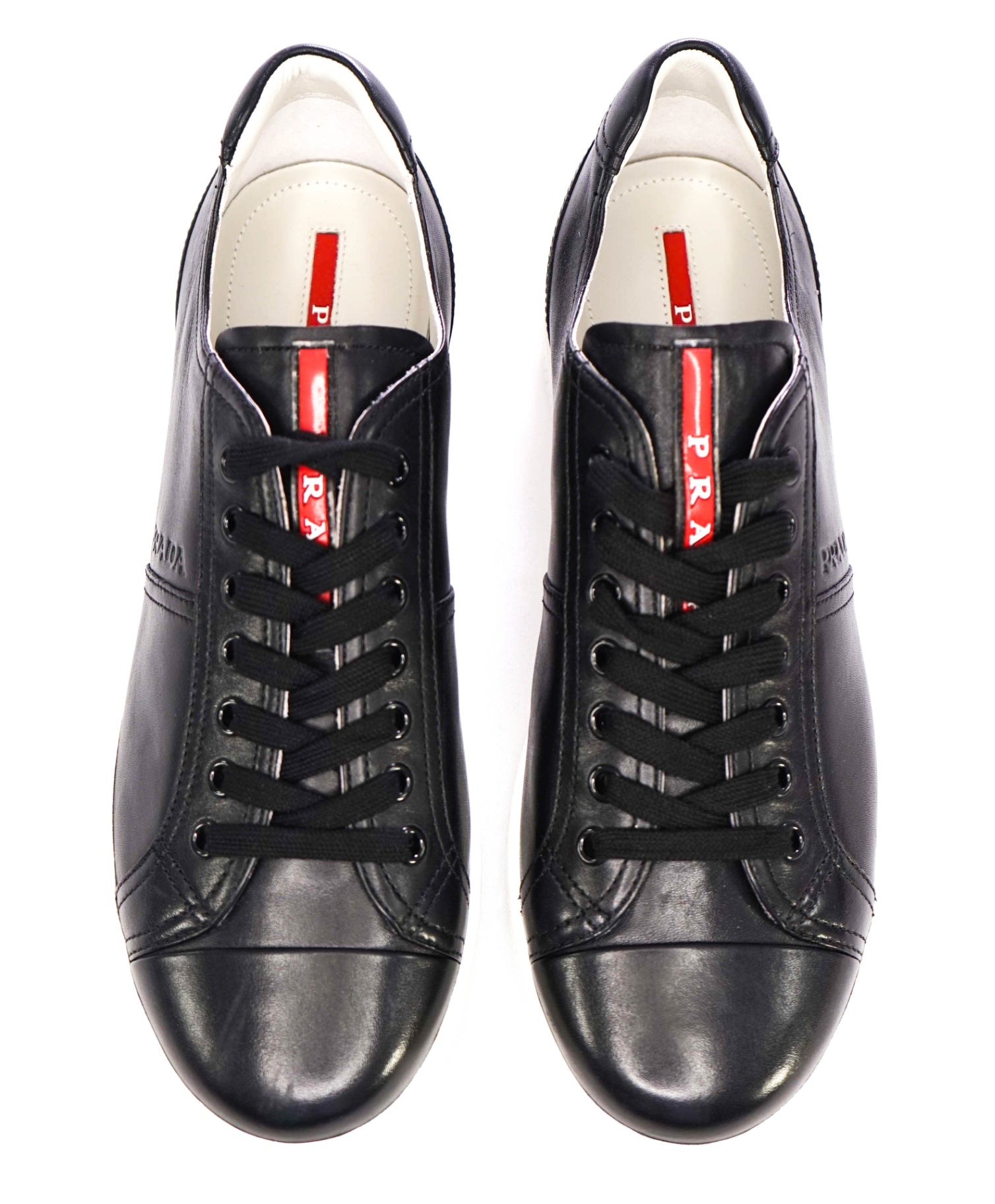 $950 Prada LINEA ROSSA Black Leather Sneaker 10.5US (9.5 UK)