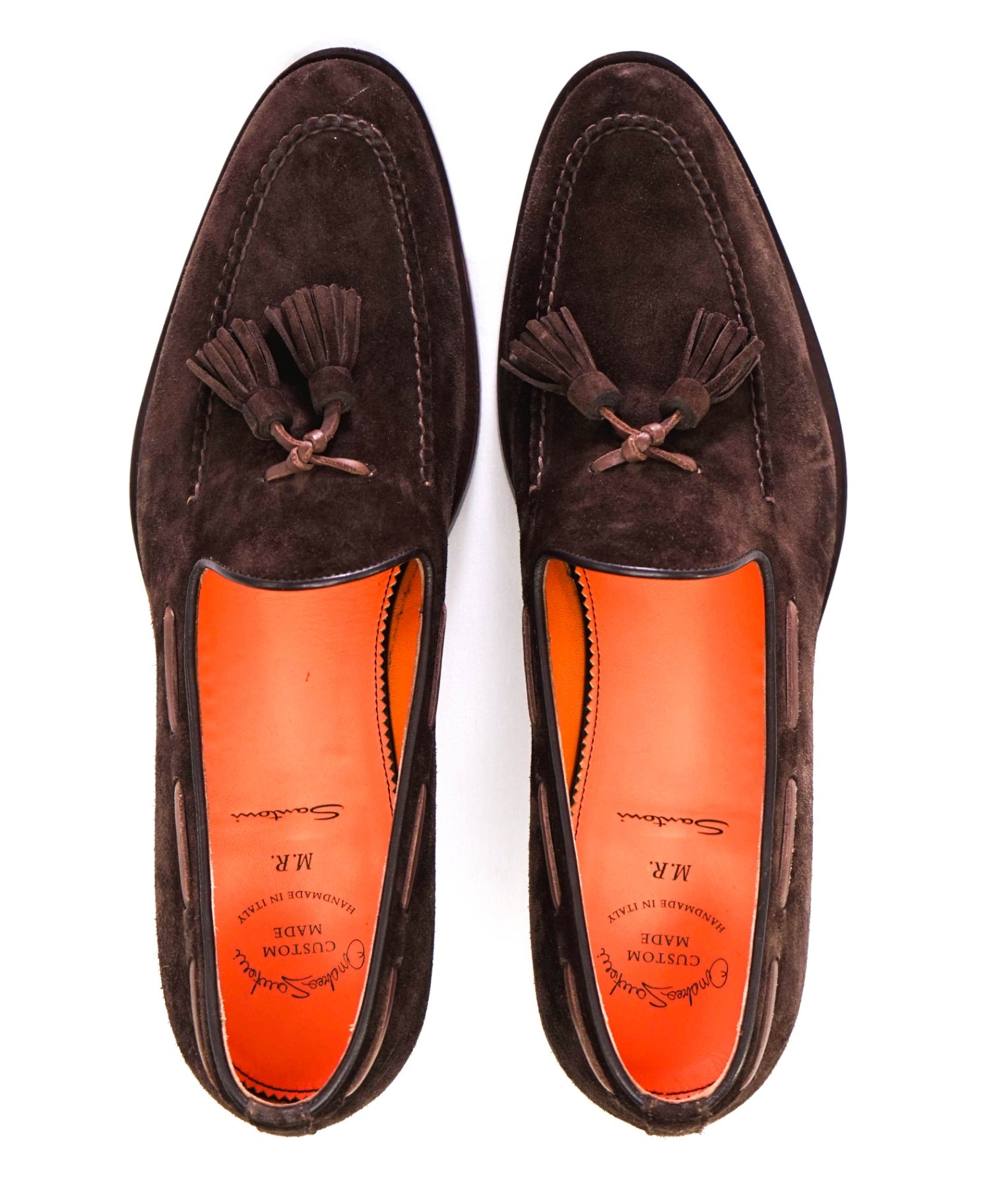 $1,595 Santoni CUSTOM Brown Tassel Loafers Suede US 11 (UK 10)
