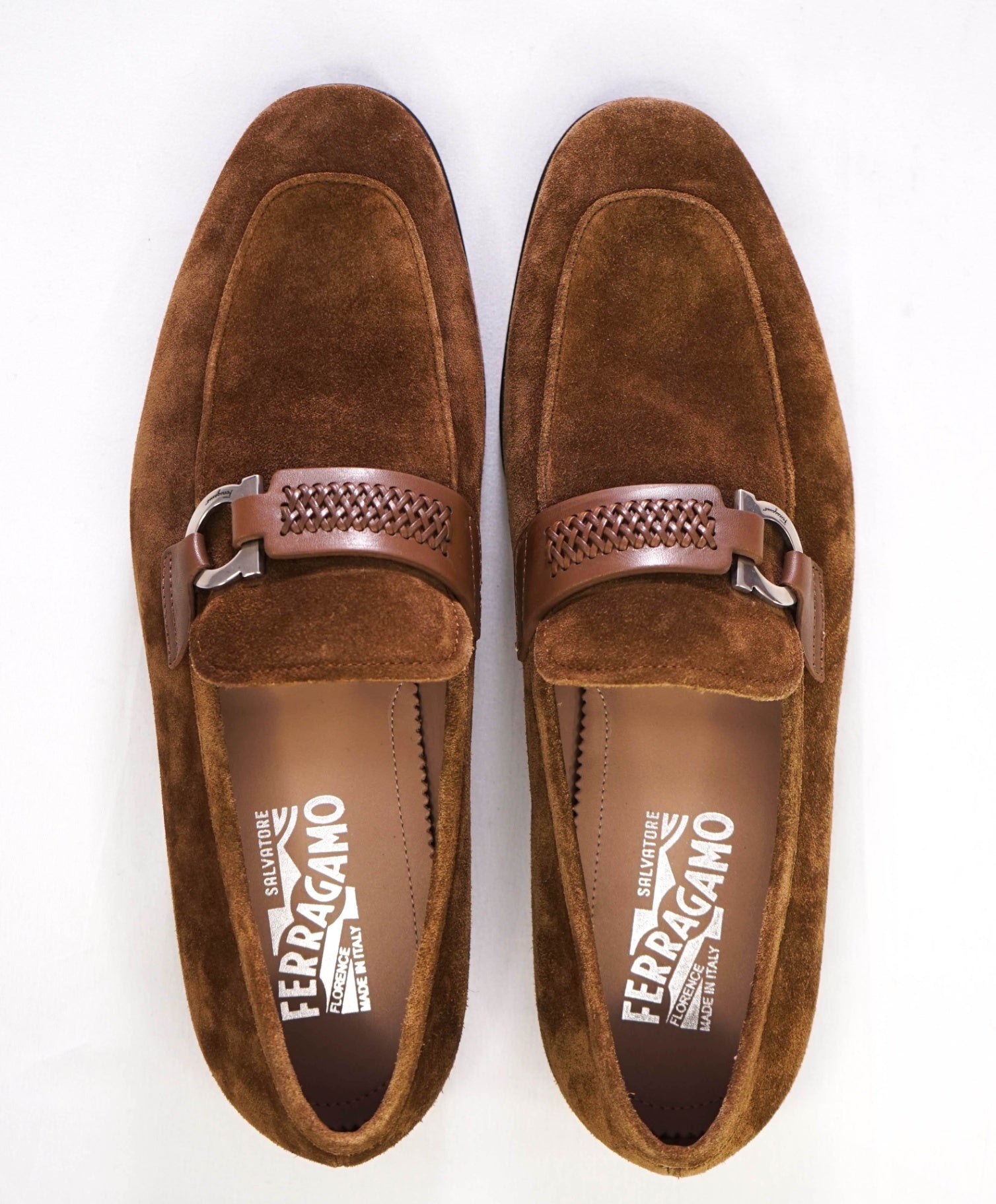 $850 Salvatore Ferragamo "SIDENY Brown Loafers Suede 8 EE