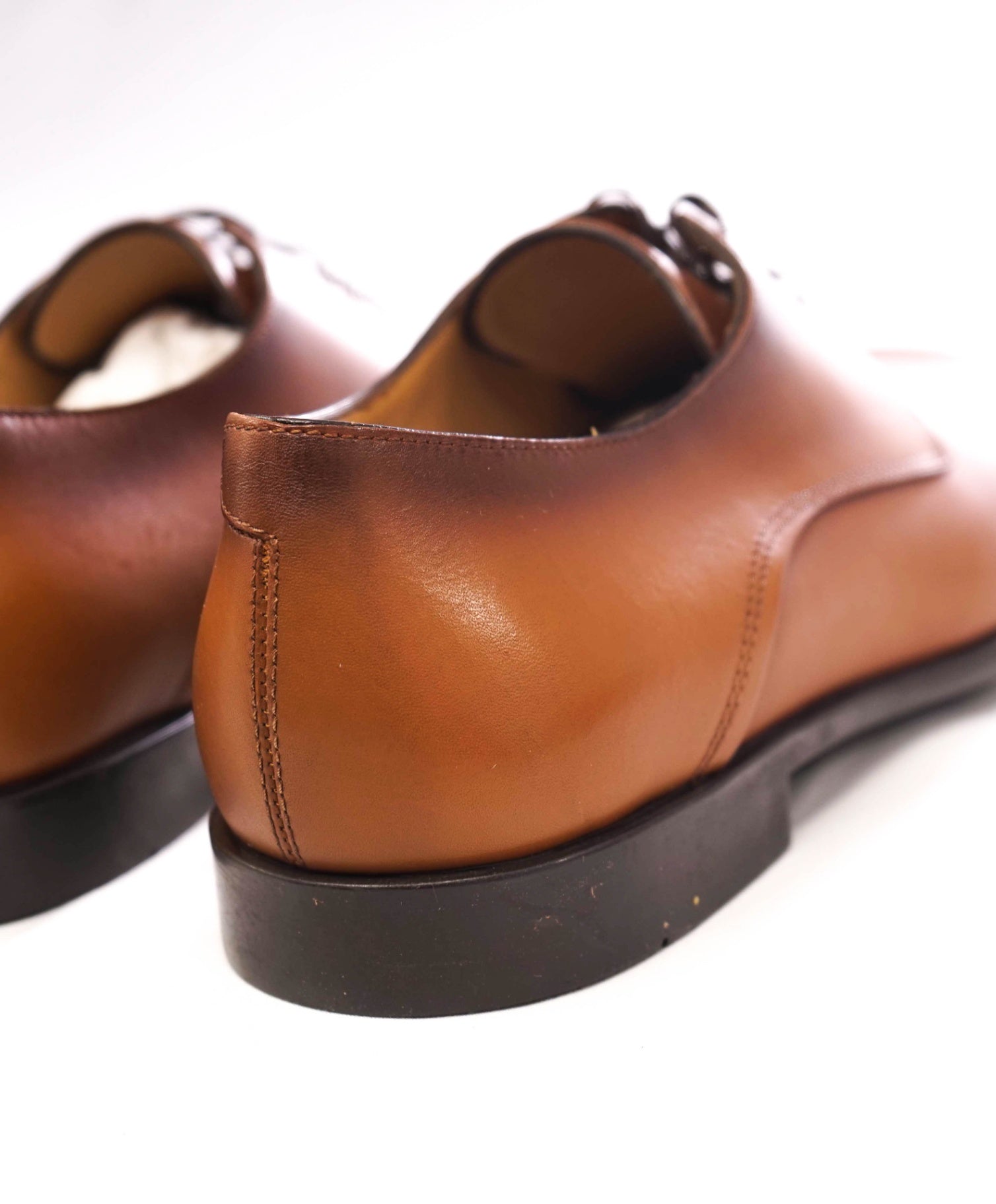 $880 Ferragamo "Fosco" 2-Tone Brown Leather Derbies 8.5 D