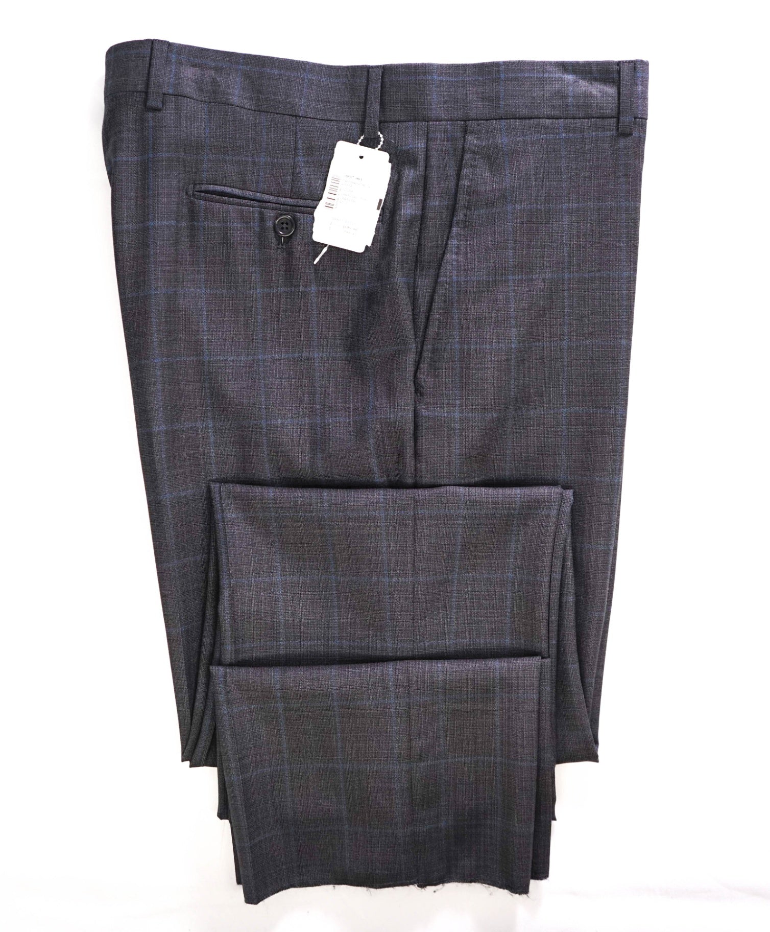 $400 Saks Fifth Avenue Charcoal Grey Plaid Wool Pants 36W