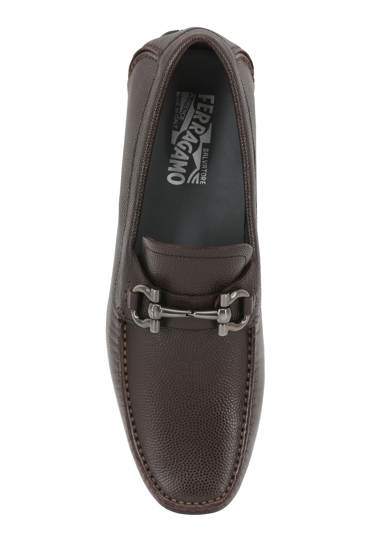 $800 Salvatore Ferragamo "PARIGI" Brown Pebbled Leather Loafer 9 D