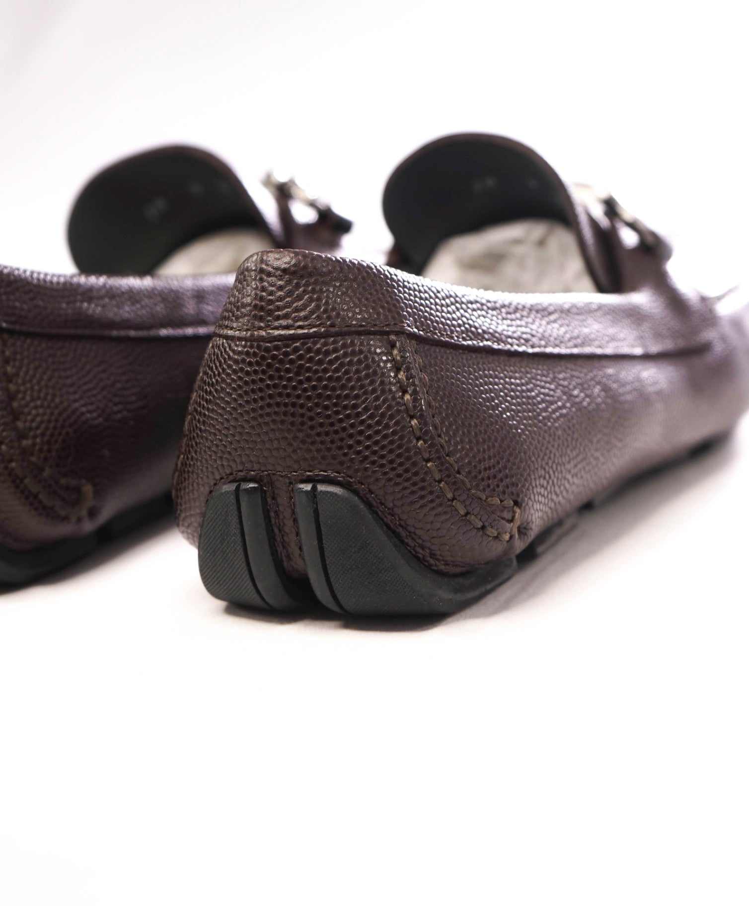 $800 FERRAGAMO "PARIGI" Brown Pebbled Leather Loafer 9D