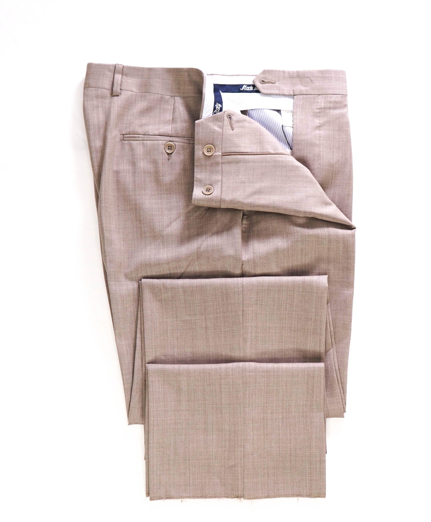$400 Saks Fifth Avenue Made In ITALY Tan Wool/Silk Dress Pants 34W