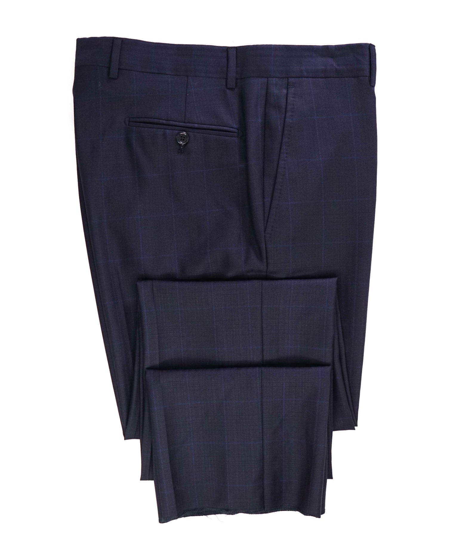$400 Saks Fifth Avenue Navy Windowpane Made In ITALY Wool/Silk Pants 34W