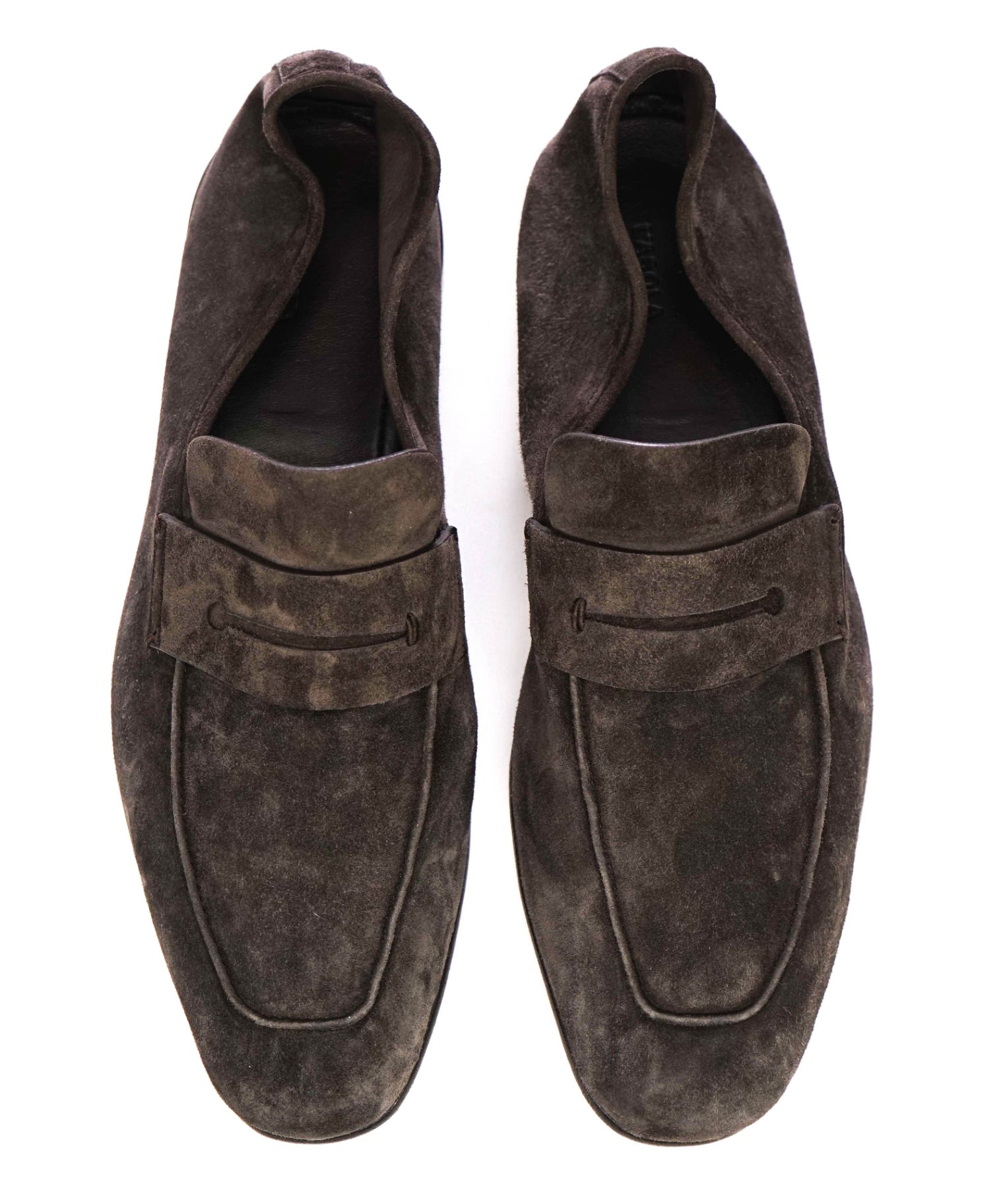 $990 Zegna Solid Brown Loafers Suede L'Asola 7.5 US (6.5EU)