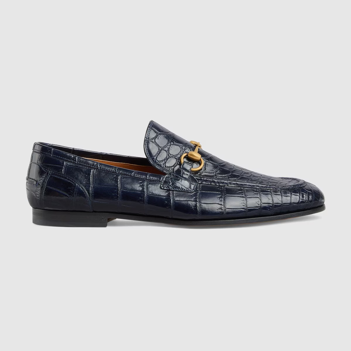 $4,300 GUCCI "JORDAAN" Crocodile Skin Navy Blue Loafers 10 US (9.5G)