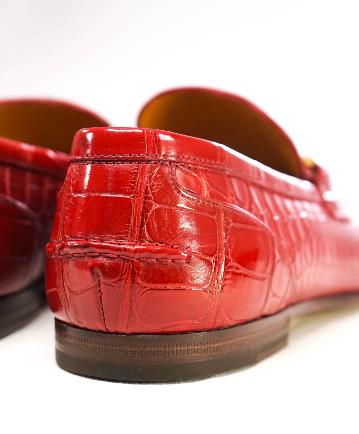 $4,300 GUCCI "JORDAAN" Crocodile Skin Red Loafers 6.5 US (6G)