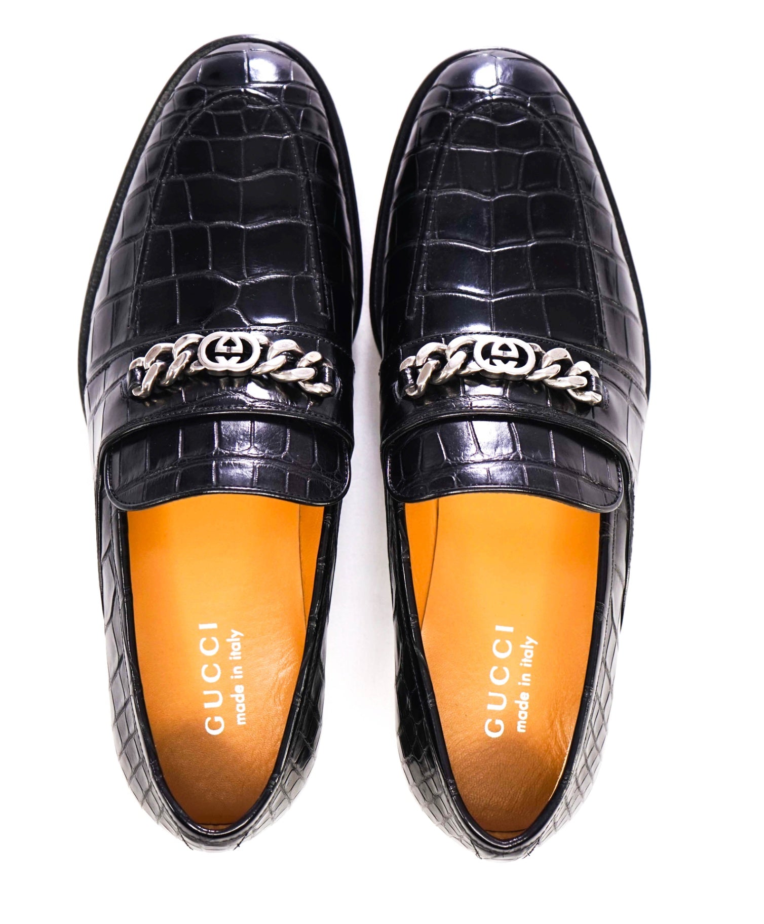 $4,300 GUCCI Black Loafers Alligator Leather GG Bit 9.5 US (9G)
