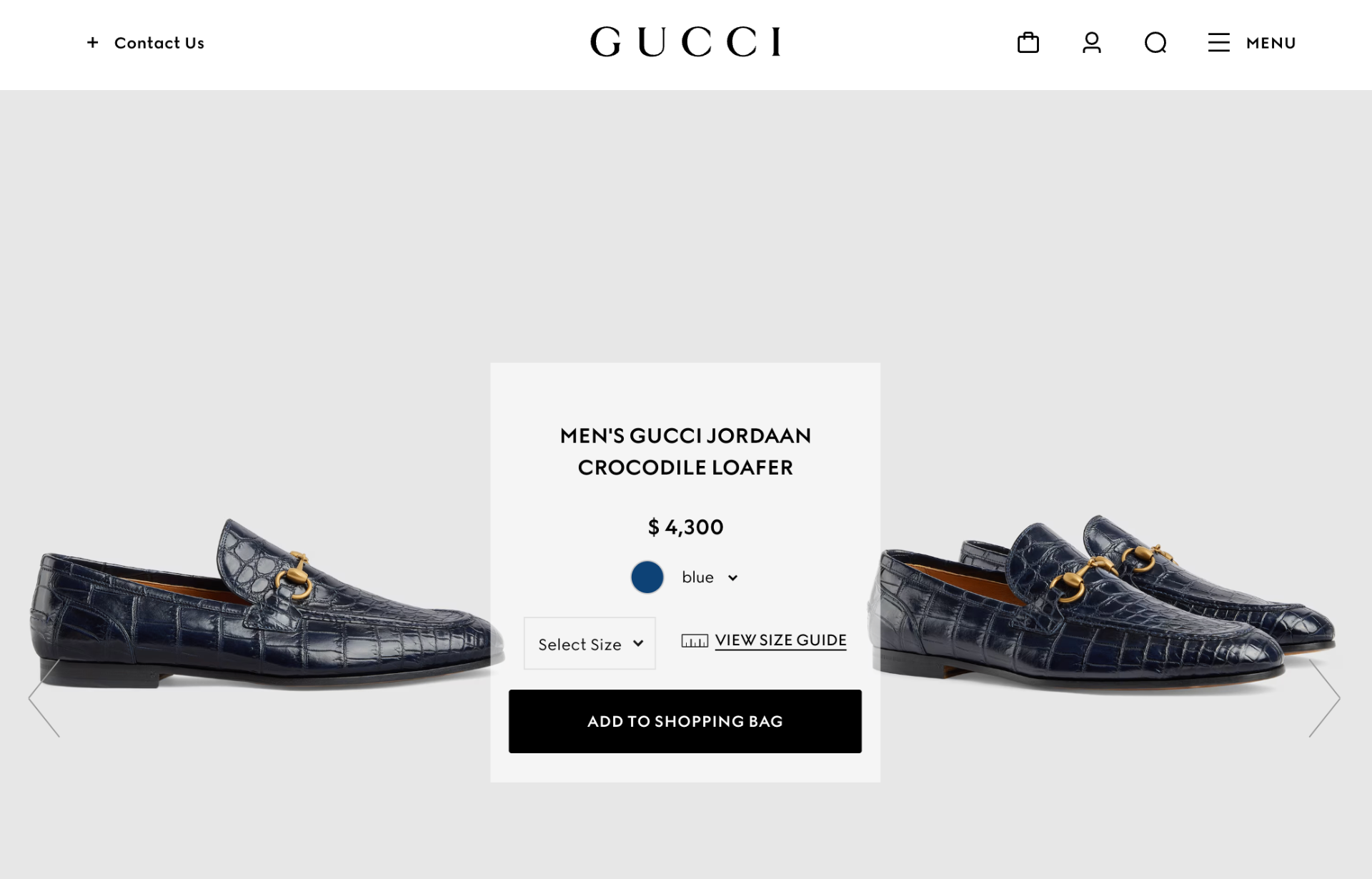 $4,300 GUCCI "JORDAAN" Crocodile Skin Navy Blue Loafers 10 US (9.5G)