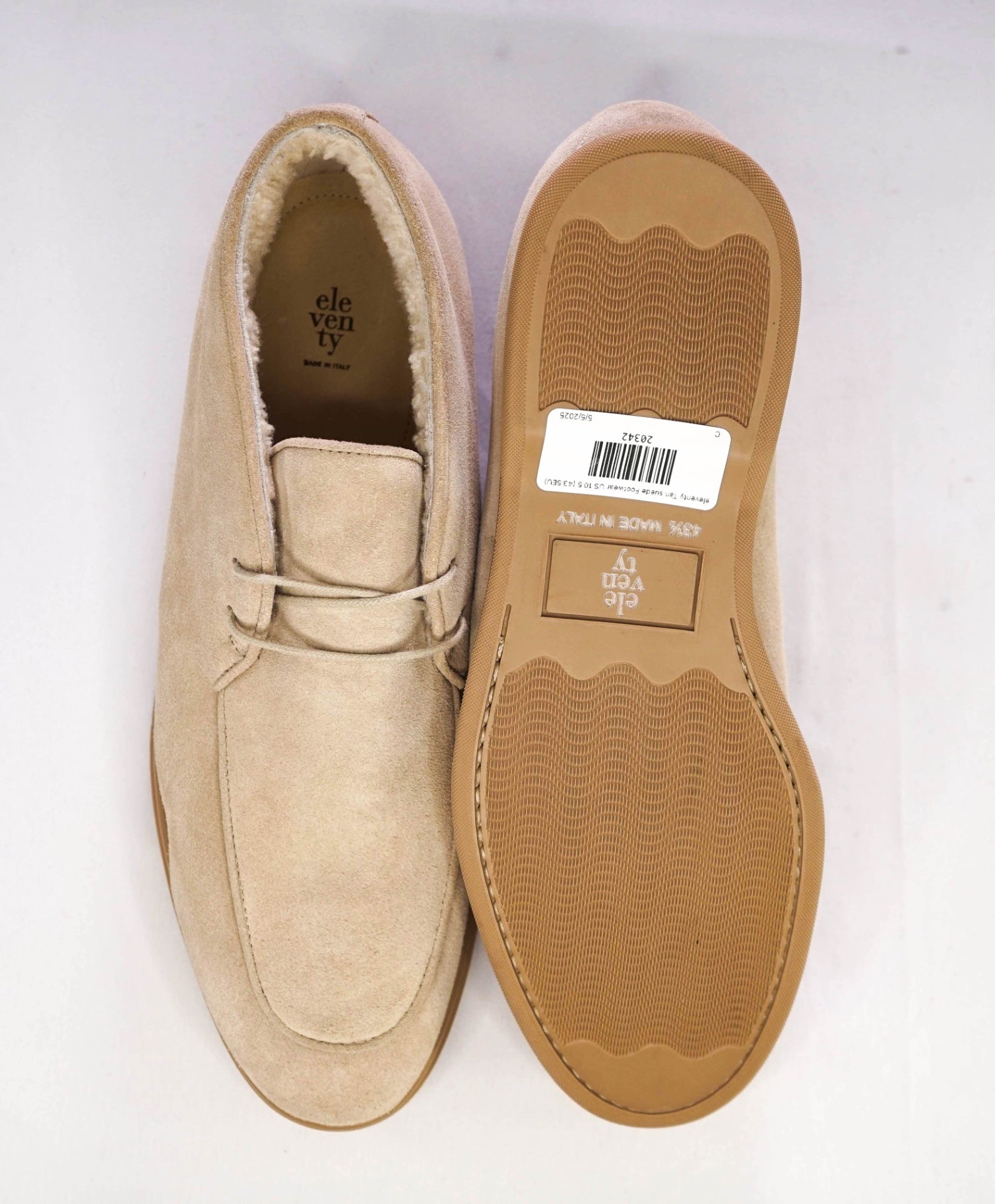 $795 Eleventy Stone Suede Shearling Lined Chukka US 10.5 (43.5EU)