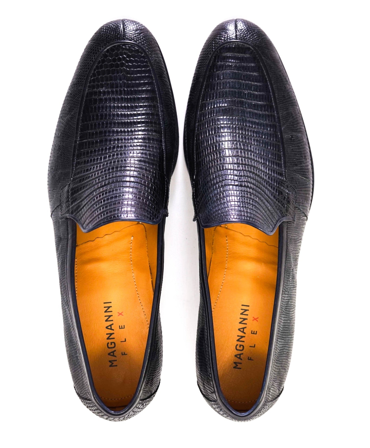 $795 MAGNANNI "Vincente" Navy Genuine Lizard Skin Loafers 12US (45EU)
