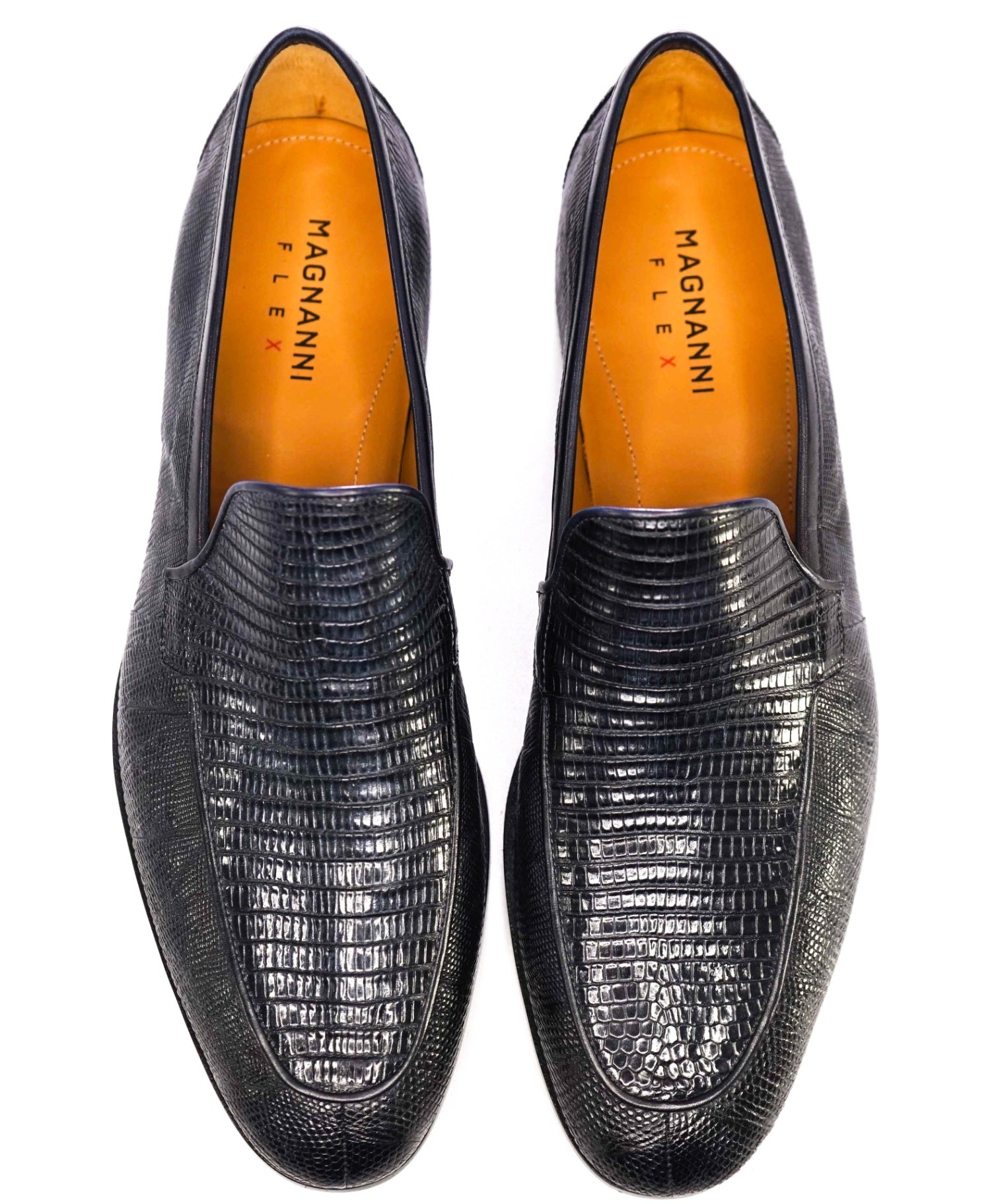 $795 MAGNANNI "Vincente" Navy Genuine Lizard Skin Loafers 12US (45EU)