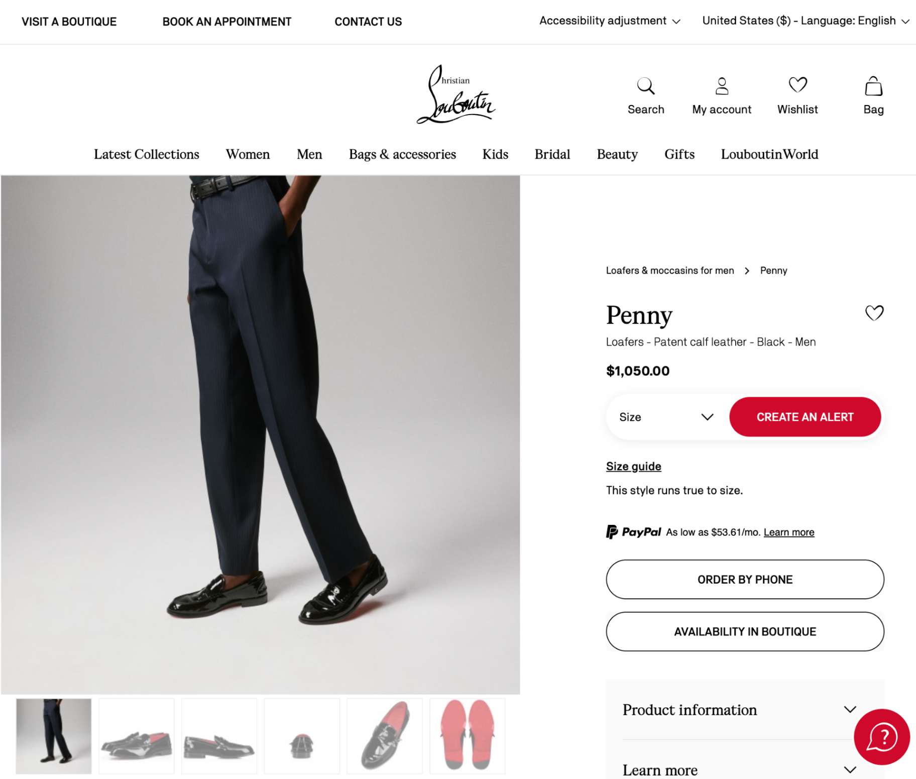$1,050 CHRISTIAN LOUBOUTIN - *PENNY* Black Loafers - US 13 (46EU)