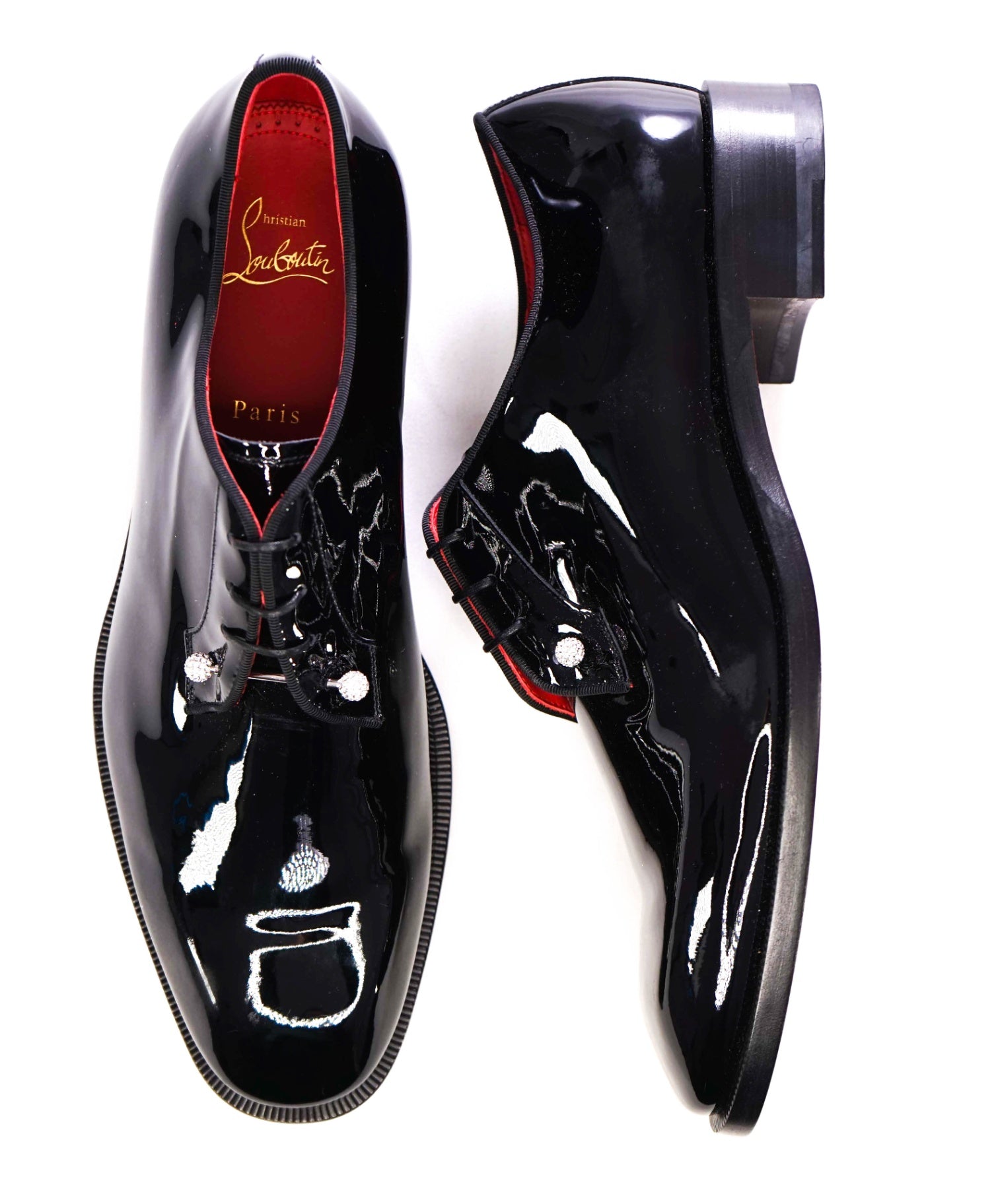 $1,295 Christian Louboutin "Chambeliss Night Strass" Patent Oxfords US 9.5 (42.5 EU)