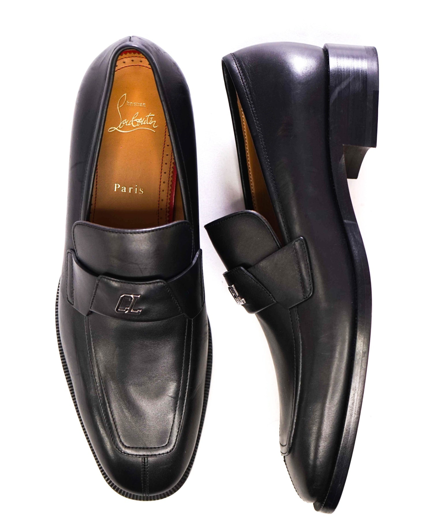 $1,100 CHRISTIAN LOUBOUTIN - *VARSIMOC* Black Leather Loafers US 9.5 (42.5 EU)