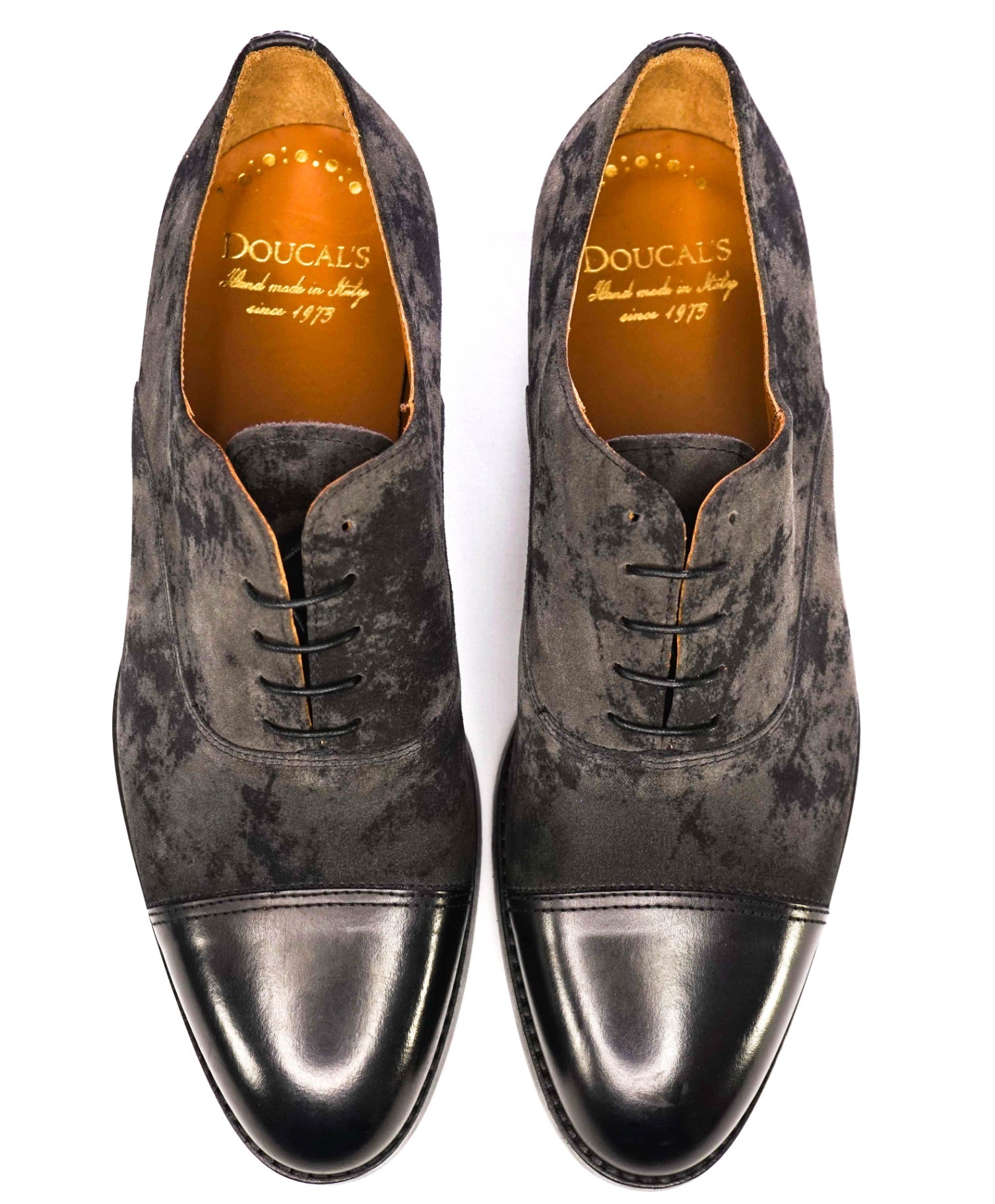 $790 Doucal's Mixed-Media Black Santoni Marble Oxfords US 10 (43EU)