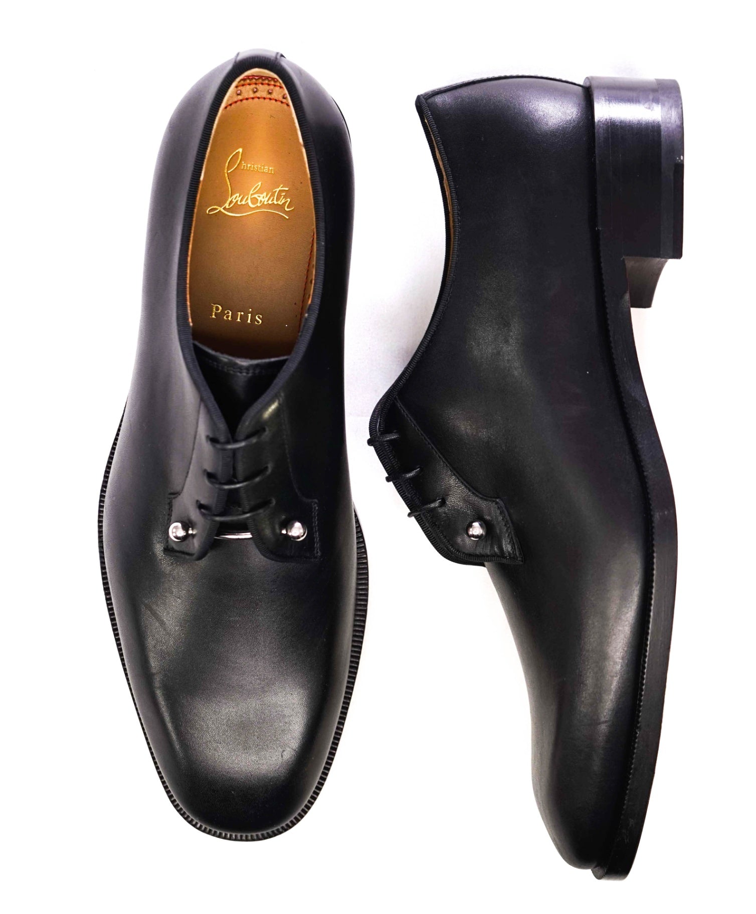 $1,250 Christian Louboutin "Chambeliss" Black Leather Oxfords US 9 (42EU)