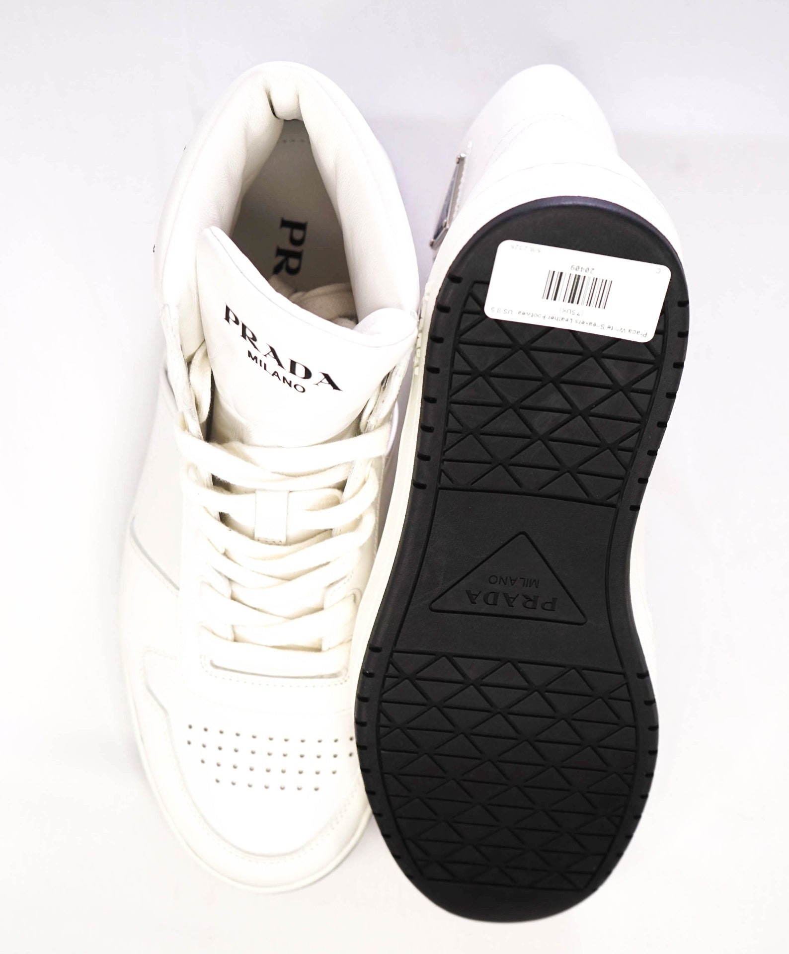 $1,150 Prada "NEW AVENUE" White High-Top Sneakers US 8.5 (7.5UK)
