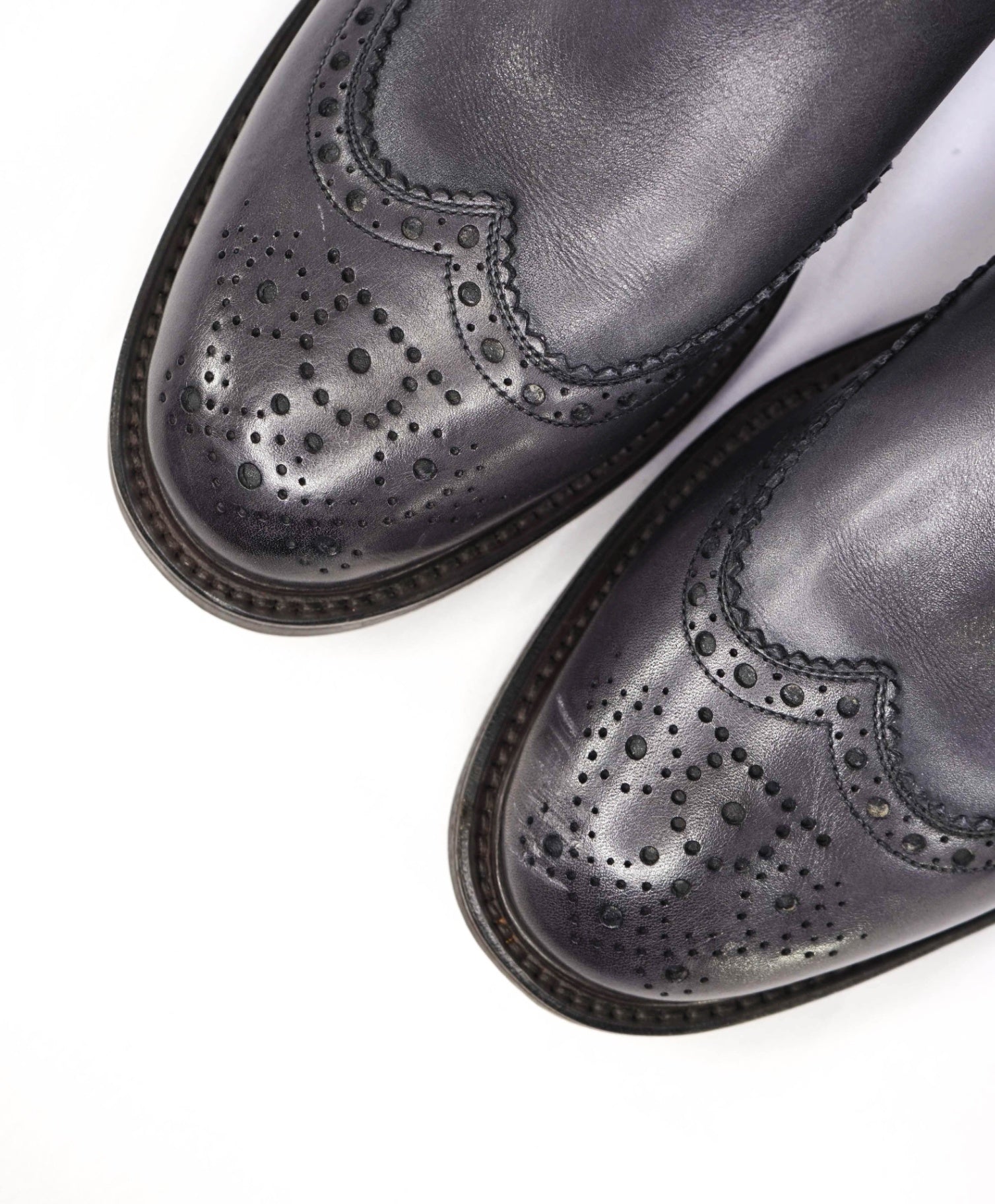 $1,190 Salvatore Ferragamo "TRAMEZZA" Navy Ankle Boots Leather 9 EE