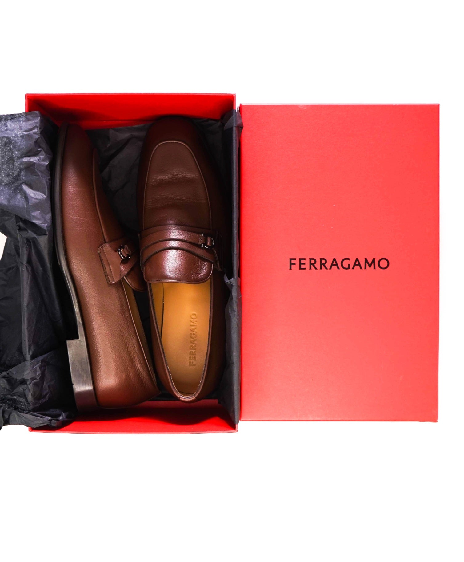 $950 Ferragamo "DESIO" Brown Leather Loafers 11 EE