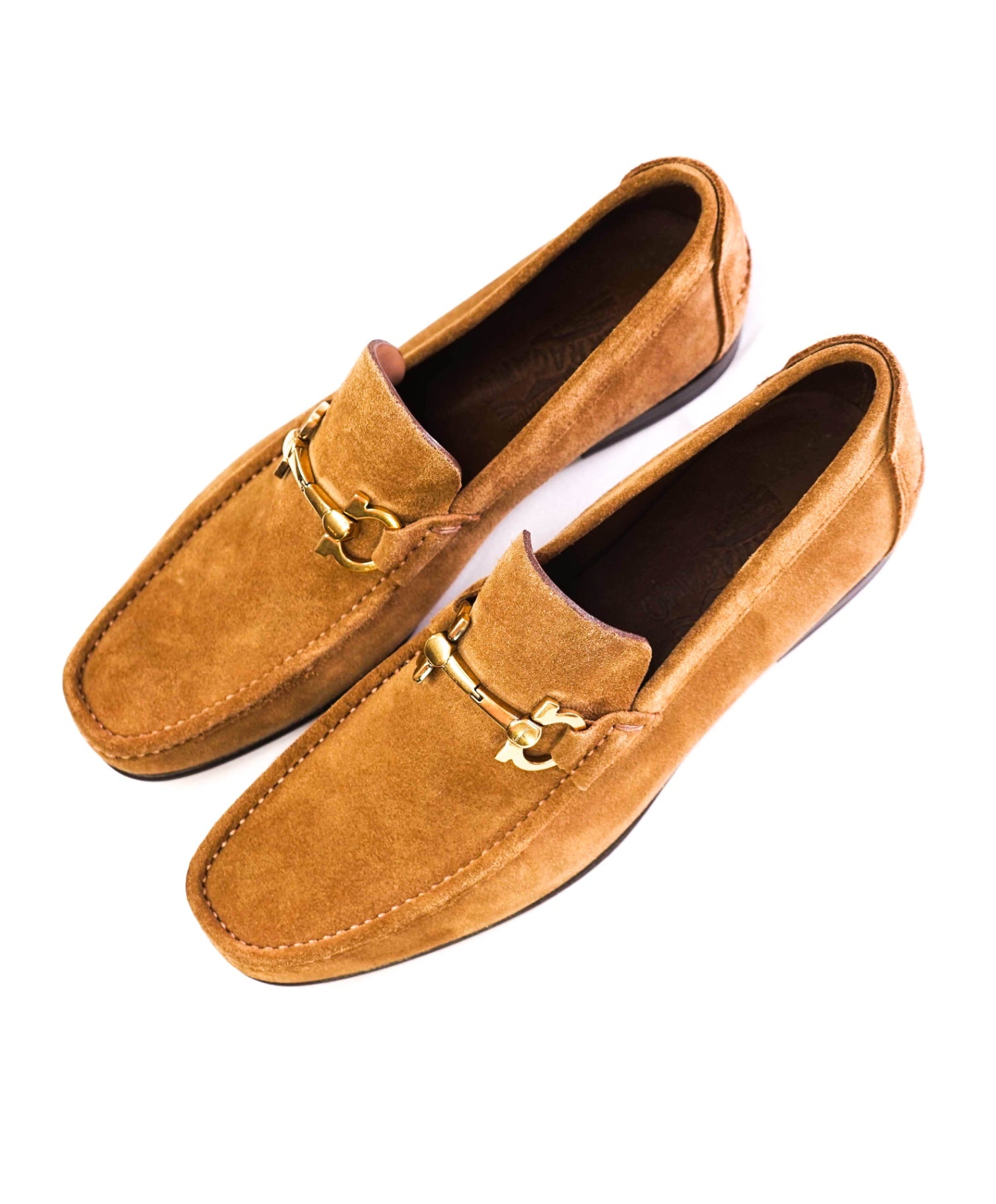 $850 Salvatore Ferragamo "Fiordi" Brown Sugar Loafers Suede 8.5 E