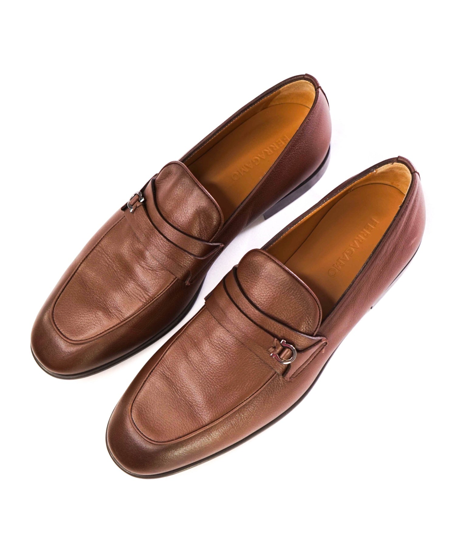 $950 Ferragamo "DESIO" Brown Leather Loafers 11 EE