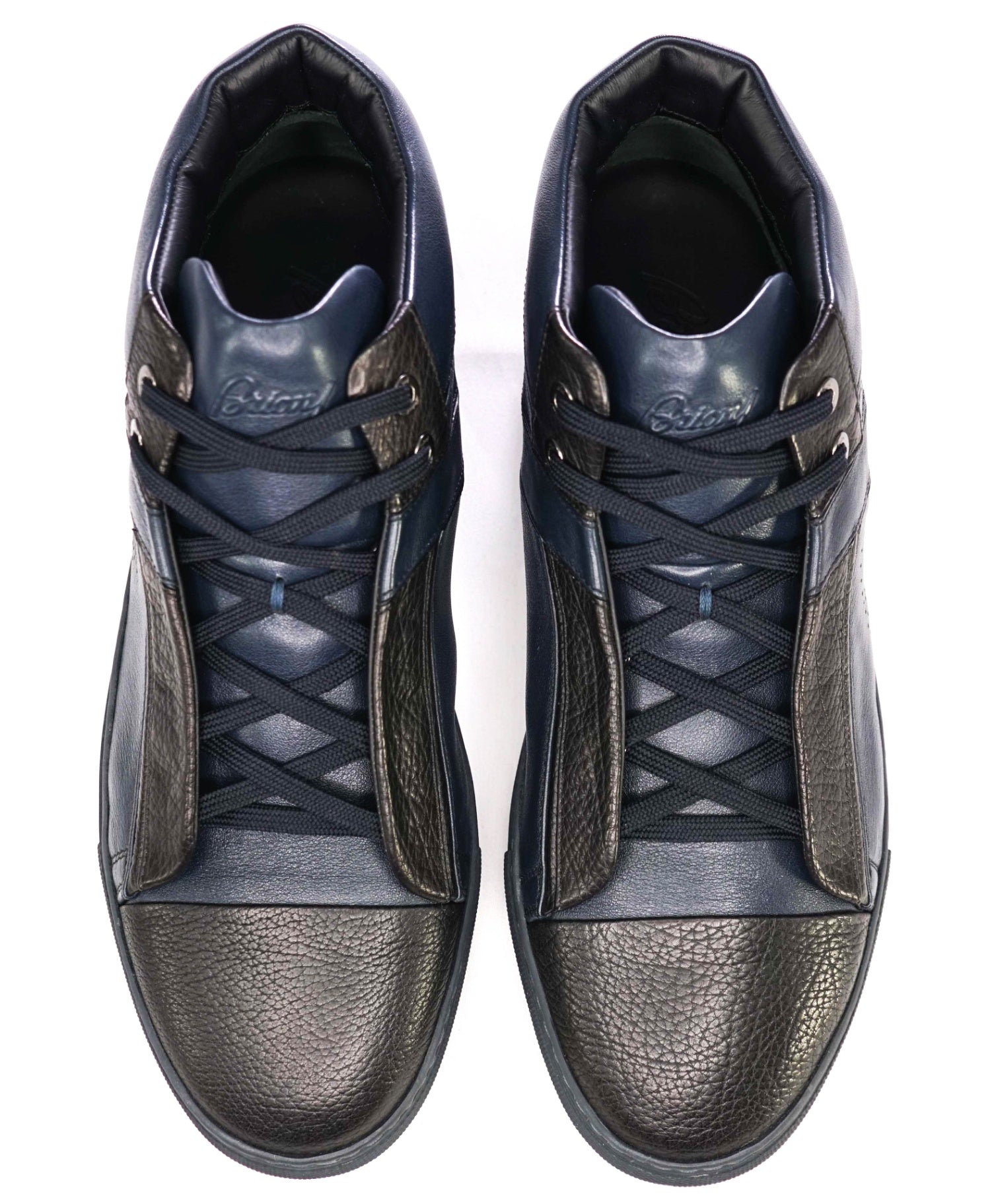 $1,100 BRIONI Navy/Black Sneakers Leather Footwear US 9.5 (UK 8.5)