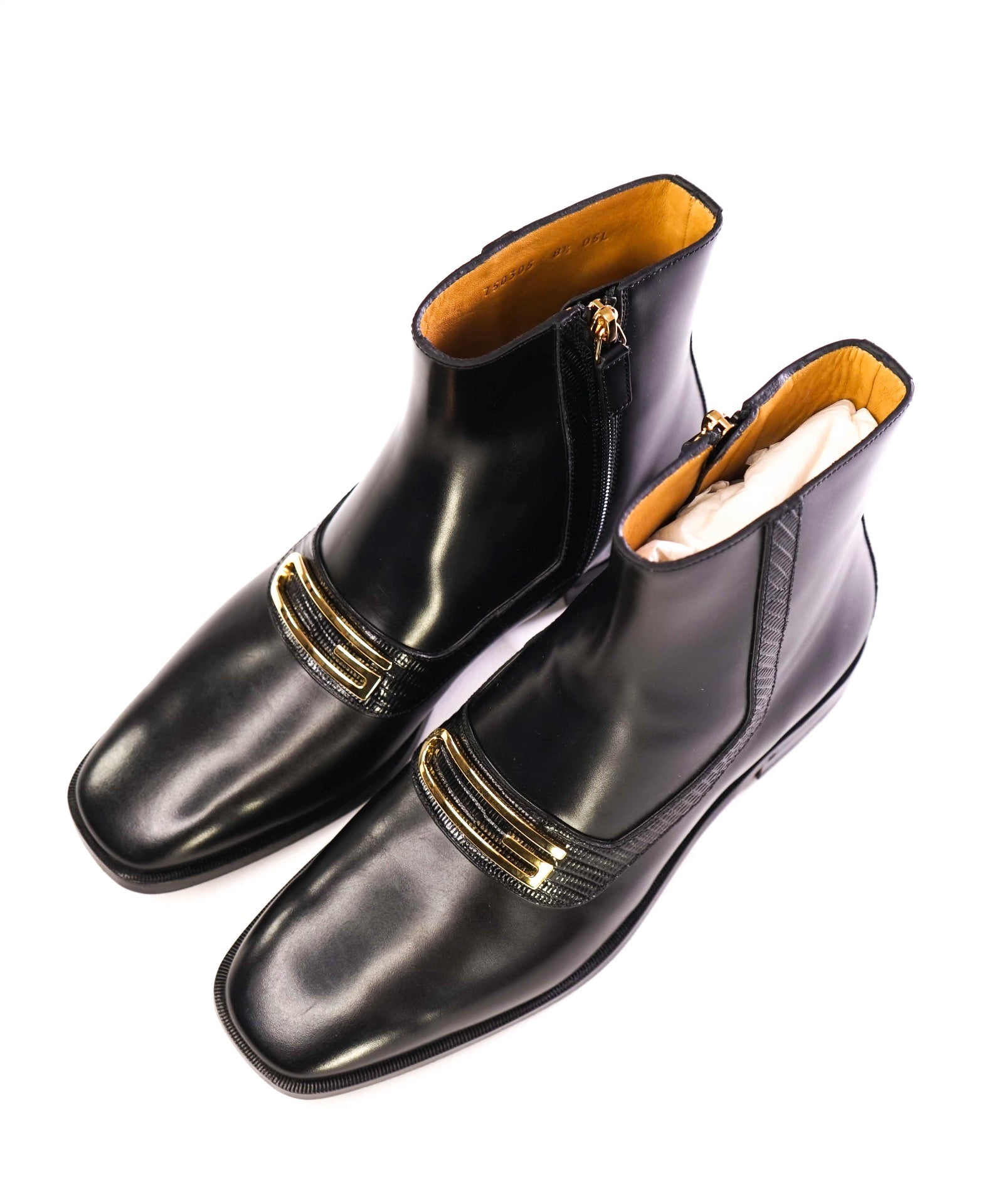 $1,400 GUCCI Black LIZARD SKIN G Boots Leather US 9 (8.5G)