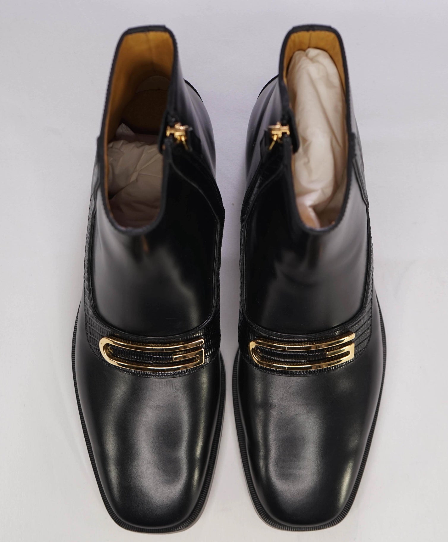 $1,400 GUCCI Black LIZARD SKIN G Boots Leather US 9 (8.5G)