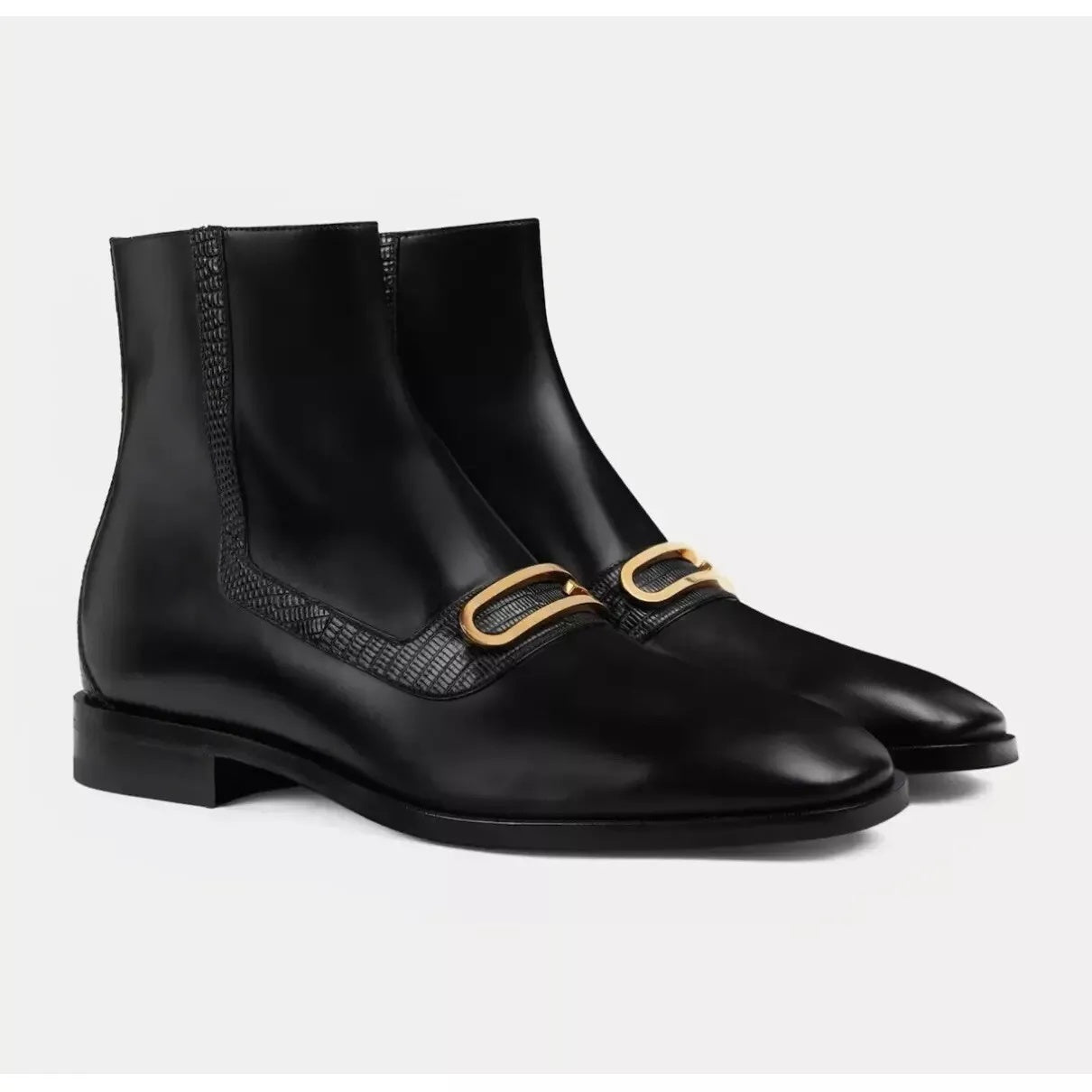 $1,400 GUCCI Black LIZARD SKIN G Boots Leather US 9 (8.5G)