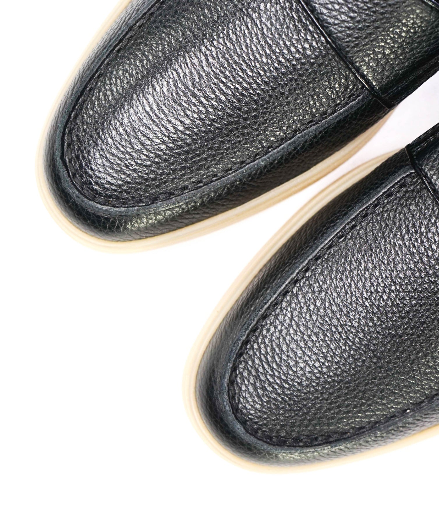 $950 Santoni Black Pebbled Leather Loafers "SUMMER WALK" US 9 (8UK)