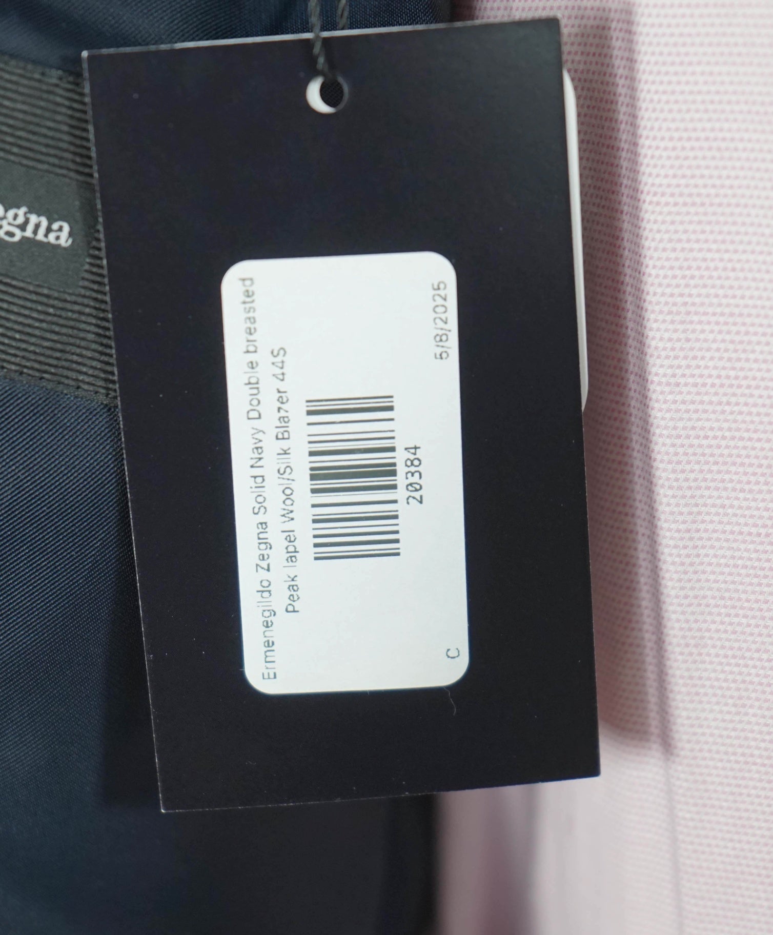 $3,295 ERMENEGILDO ZEGNA Navy Double Breasted Wool/Silk Blazer 44S