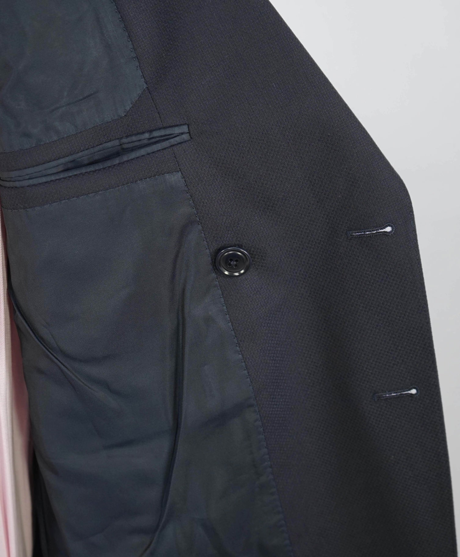 $3,295 ERMENEGILDO ZEGNA Navy Double Breasted Wool/Silk Blazer 44S