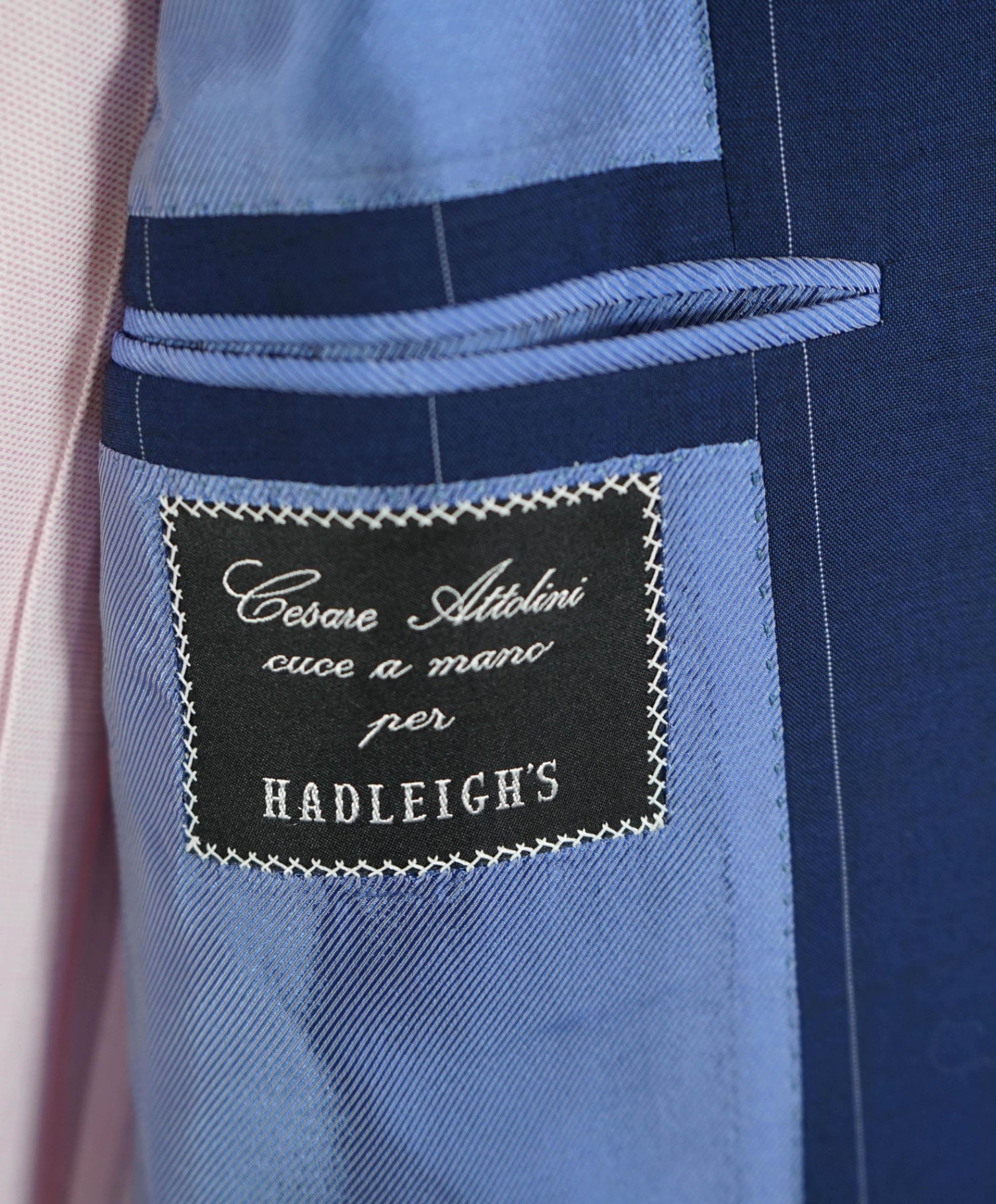 $9,550 Cesare Attolini Navy Blue Chalk Stripe Wool Suit 38R