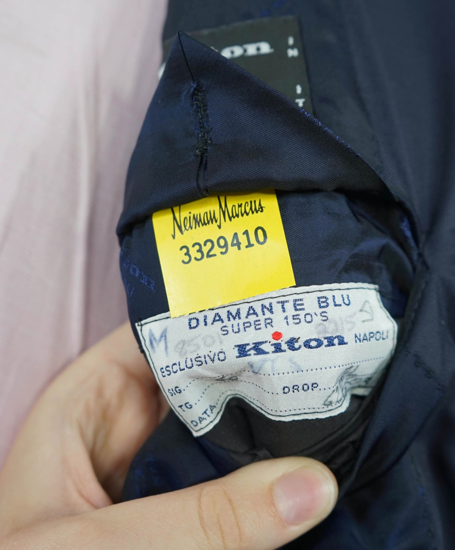 $9,500 KITON Solid Navy Wool Suit 50L