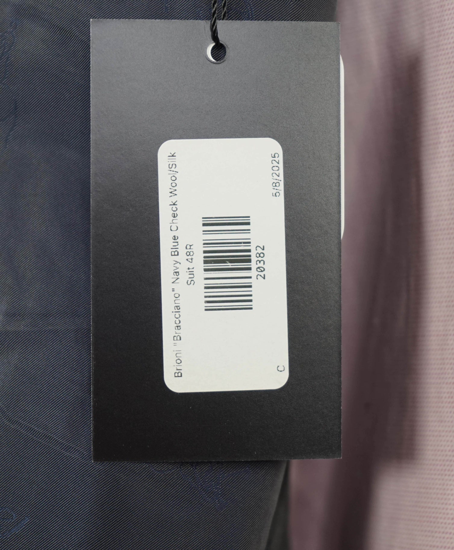 $7,000 Brioni "Bracciano" Navy Blue Check Wool/Silk Suit 48R