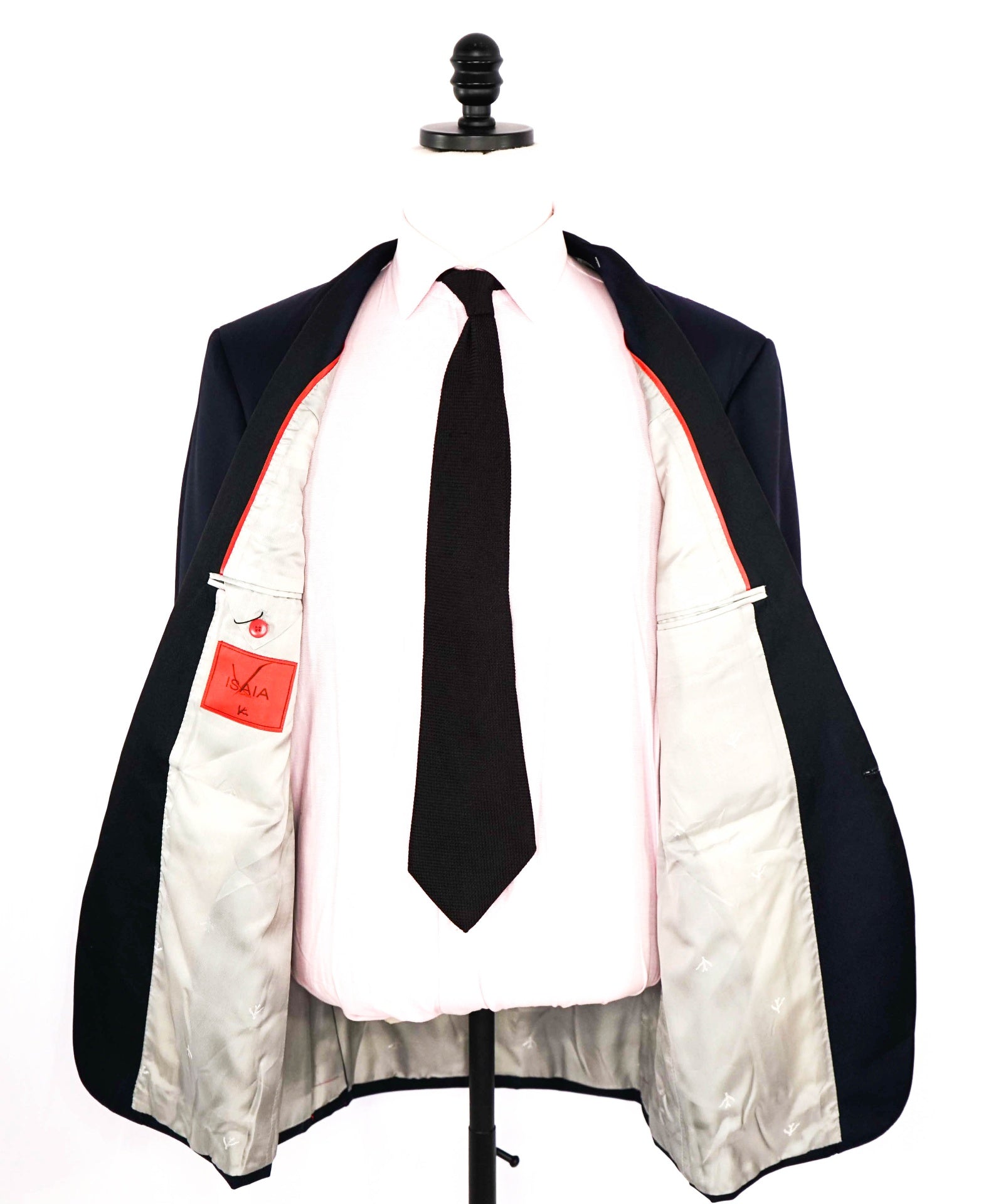 $5,000 Isaia Navy Textured Shawl lapel Wool Tuxedo Suit 44R 8R