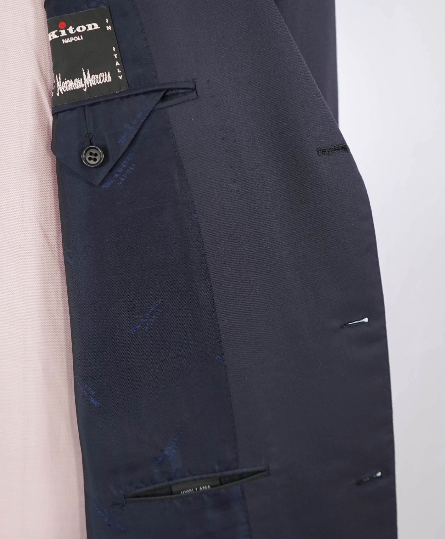 $9,500 KITON Solid Navy Wool Suit 50L