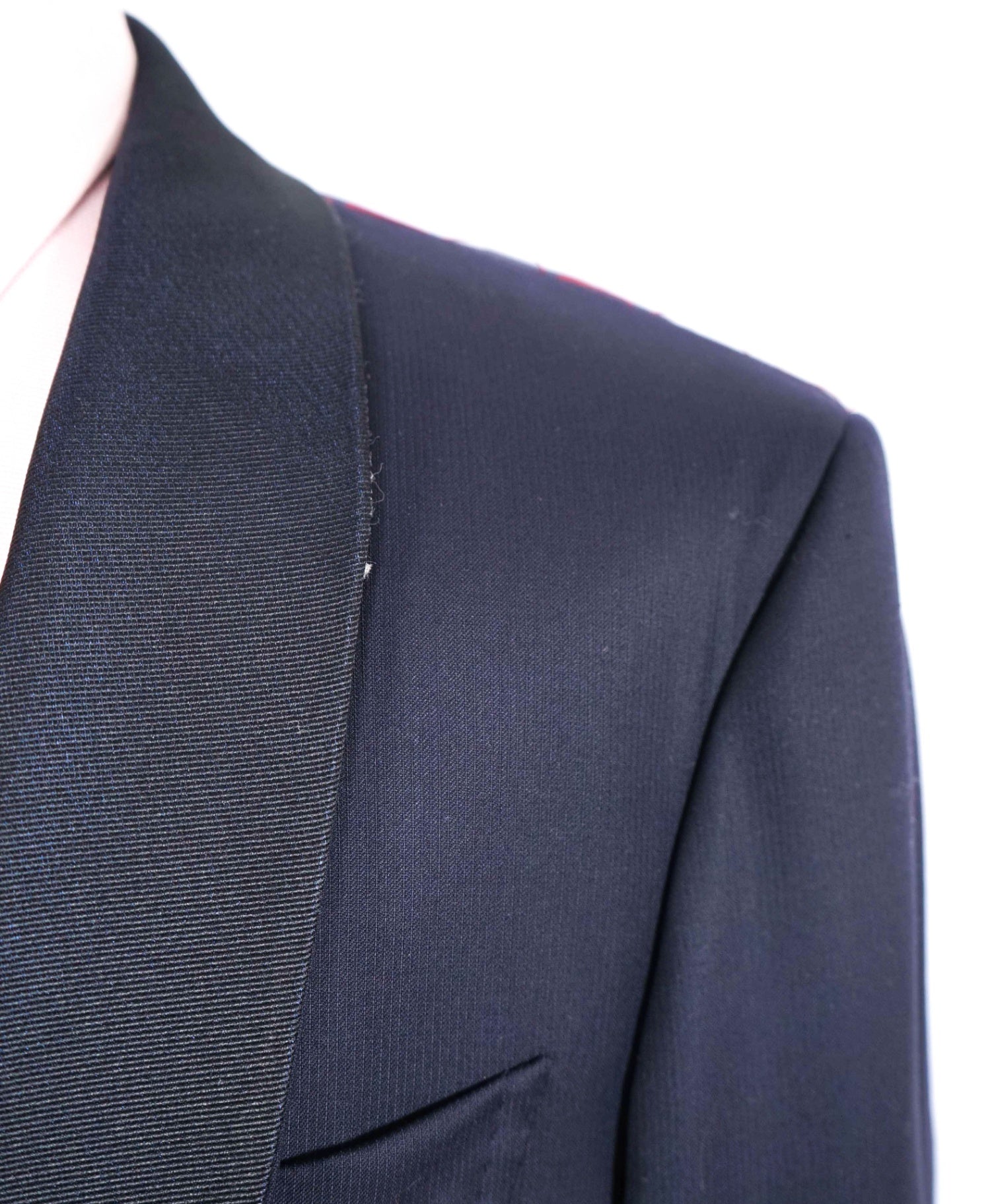 $5,000 Isaia Navy Textured Shawl lapel Wool Tuxedo Suit 44R 8R