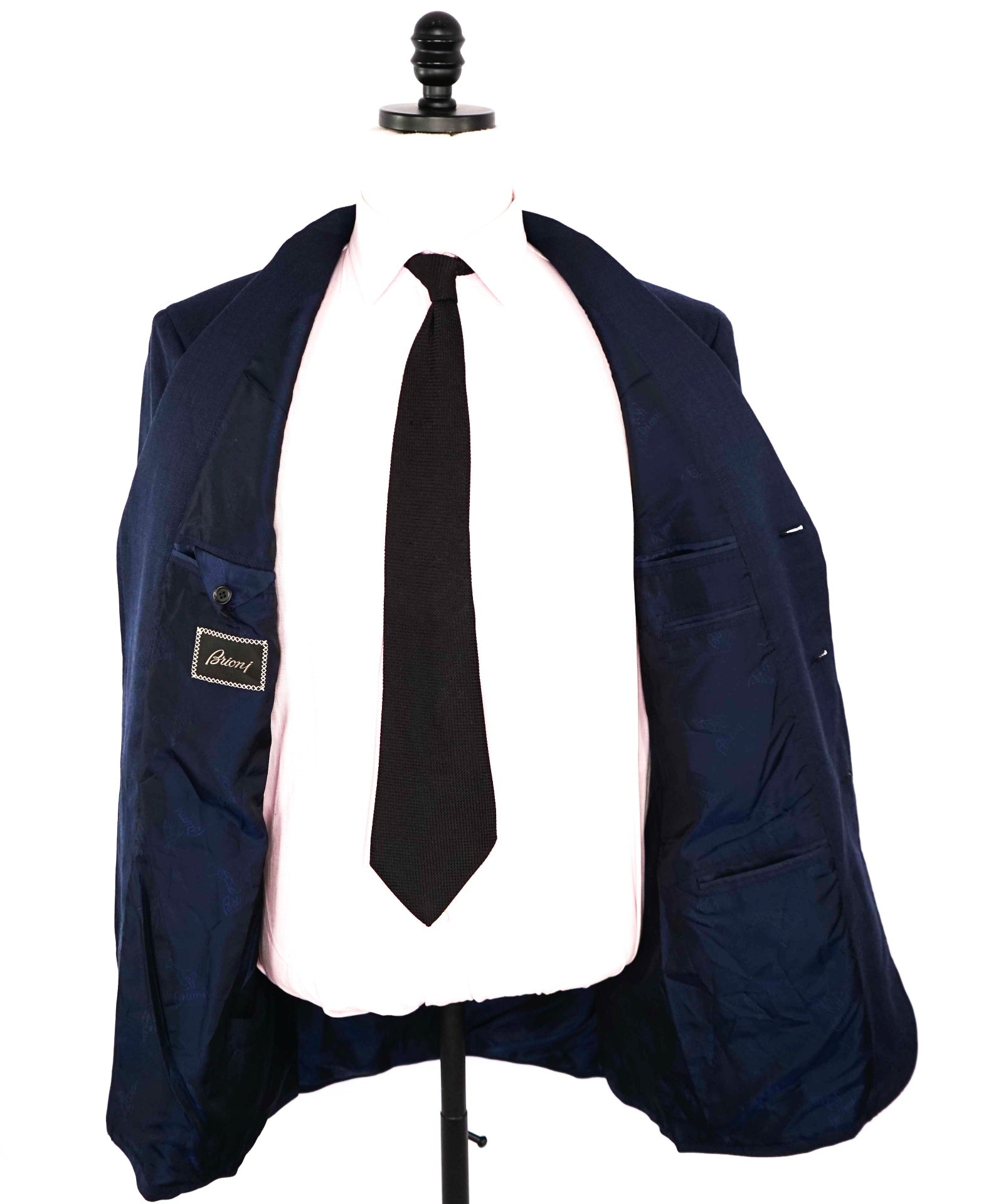 $3,995 Brioni Solid Navy Blue Wool/Suede Patch Pocket Blazer 42L