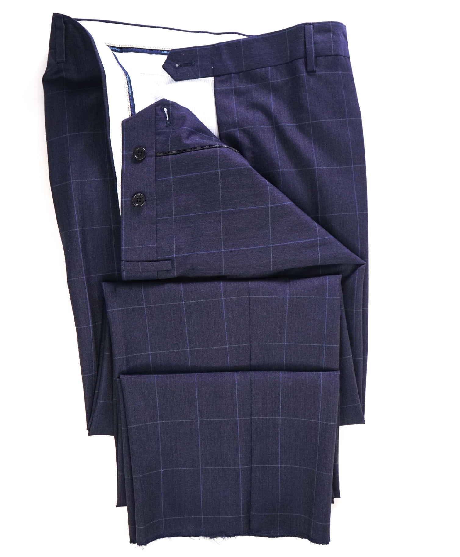 $400 Saks Fifth Avenue Navy Window pane Wool Pants 38W