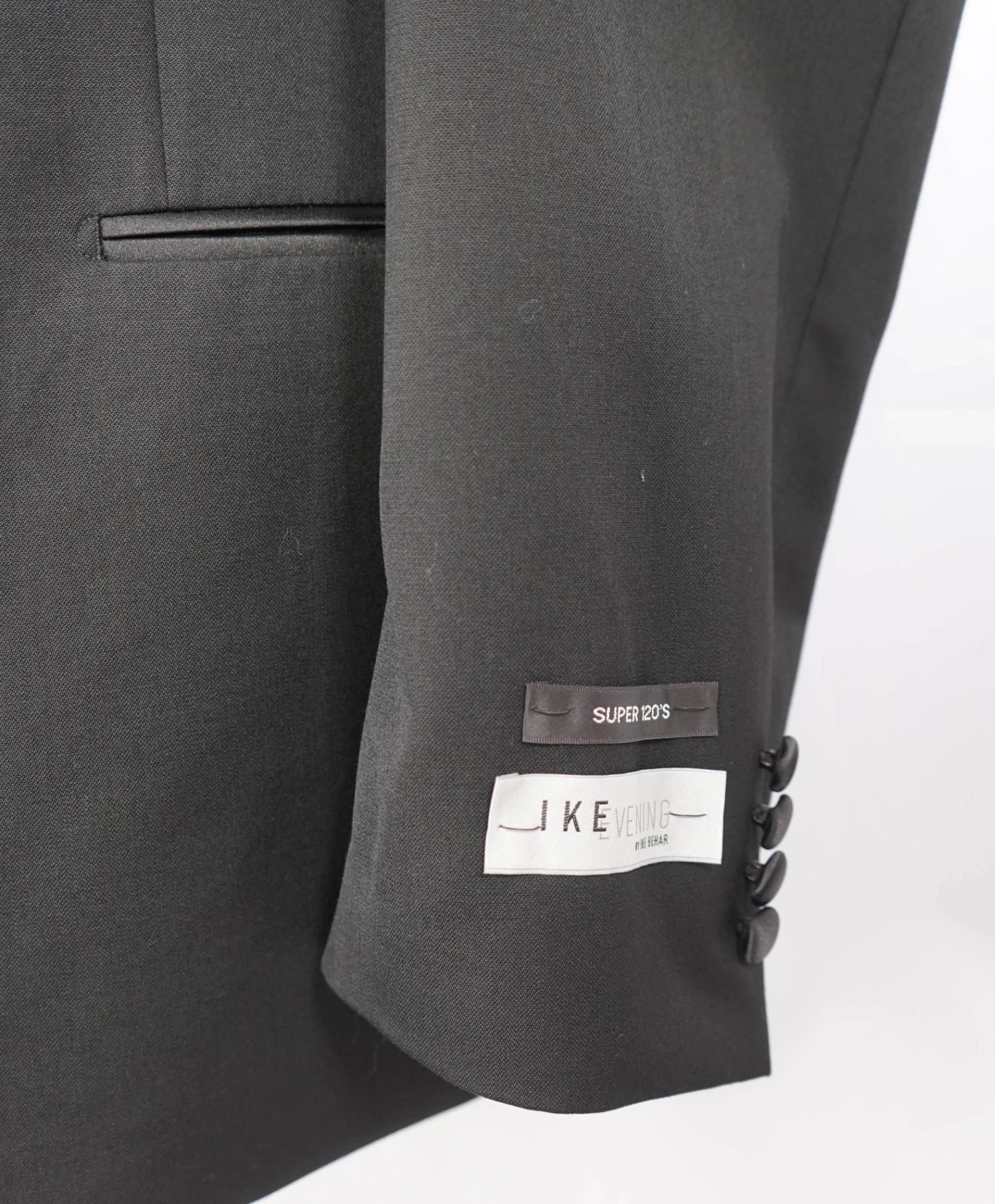 IKE evening "Super 120'S" Black Satin Lapel Wool 1-pc Blazer 48L